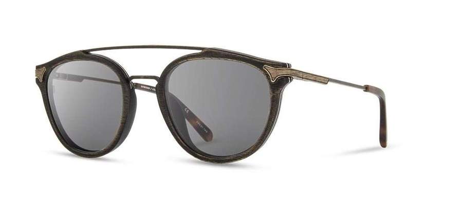 Shwood Kennedy Wood Sunglasses – Distressed Dark Walnut Frame with Grey Polarized Lenses – Stylish & Durable for Outdoor Activities, Driving, and Beach Days