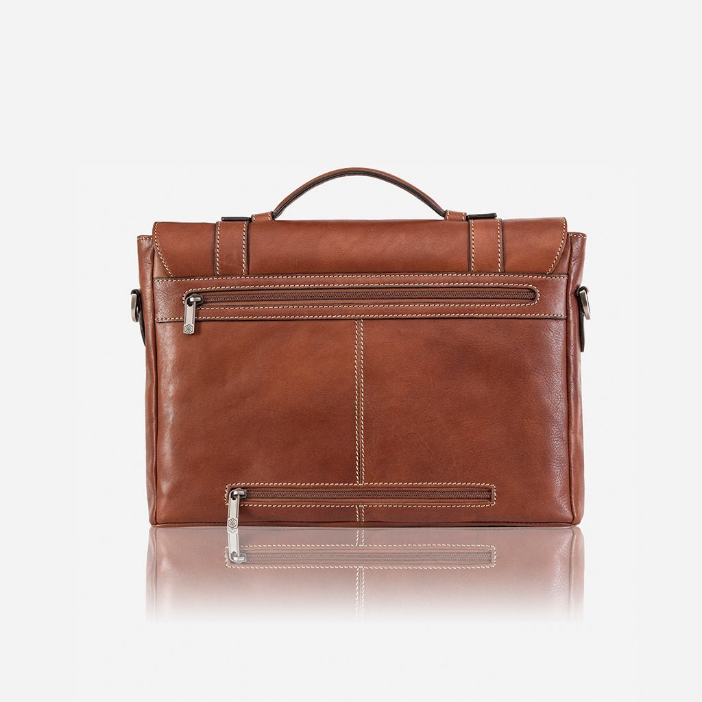 Jekyll & Hide Montana Double Buckle Laptop Briefcase for Men - Durable Leather Business Bag with Shoulder Strap - Perfect for Office, Work, Travel & Commuting