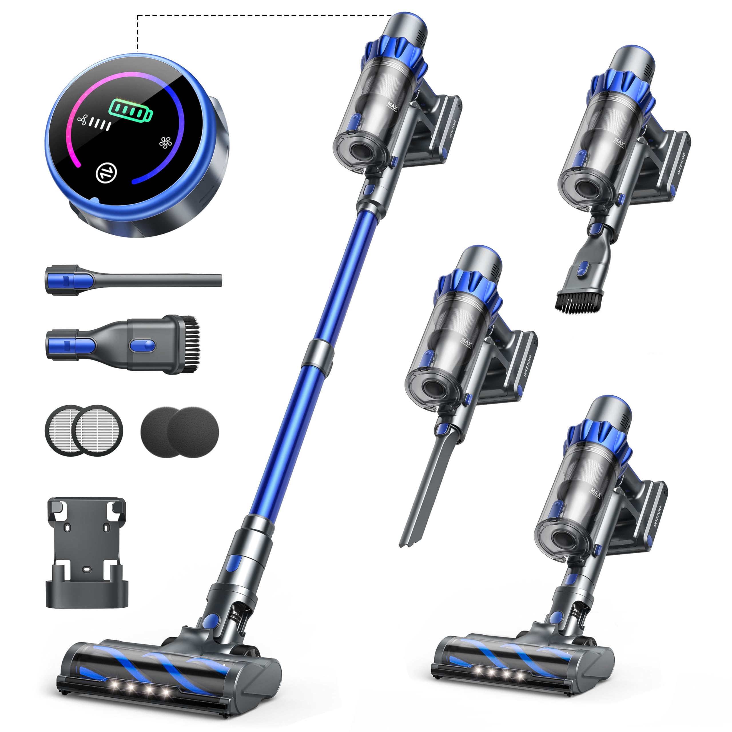 Powerful 40KPA 450W Cordless Vacuum Cleaner for Home - Smart Stick Vacuum with Touch Display, Auto Mode, 55 Min Runtime - Perfect for Hardwood Floors, Carpets & Pet Hair - Ideal for Quick Cleanups & Deep Cleaning