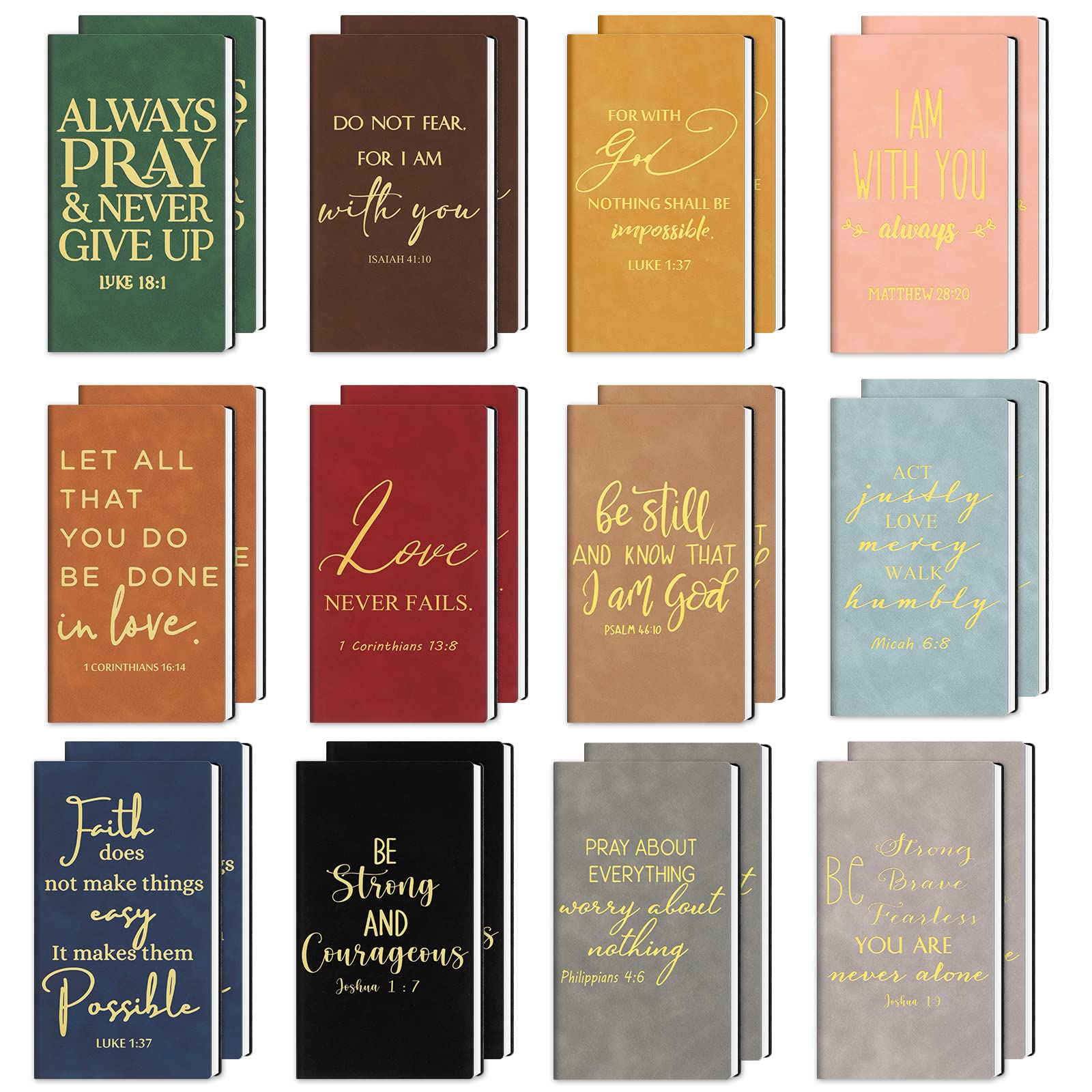 24 Pcs Christian Prayer Journals - Leather Bible Verse Notebooks for Men & Teachers | Church Gifts, Christmas Presents