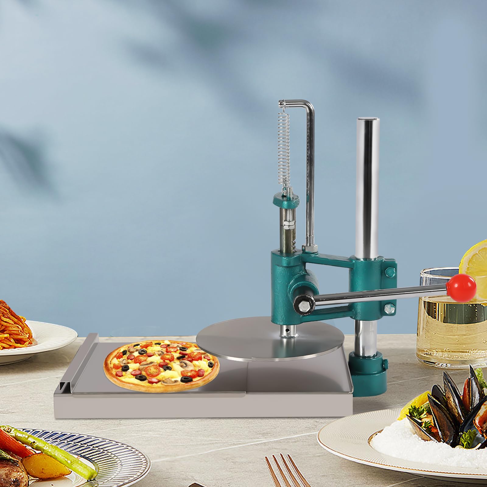7.9 Inch Commercial Pizza Dough Press Machine - Adjustable Height Chapati & Pizza Crust Maker with 0.2