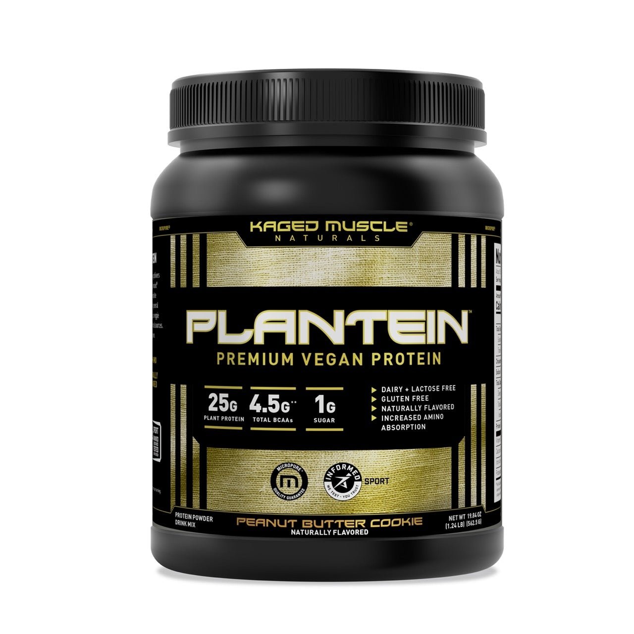 Kaged Plantein Vegan Protein Powder - Plant-Based Protein Supplement for Muscle Recovery & Workout - Ideal for Smoothies, Shakes & Post-Workout Nutrition