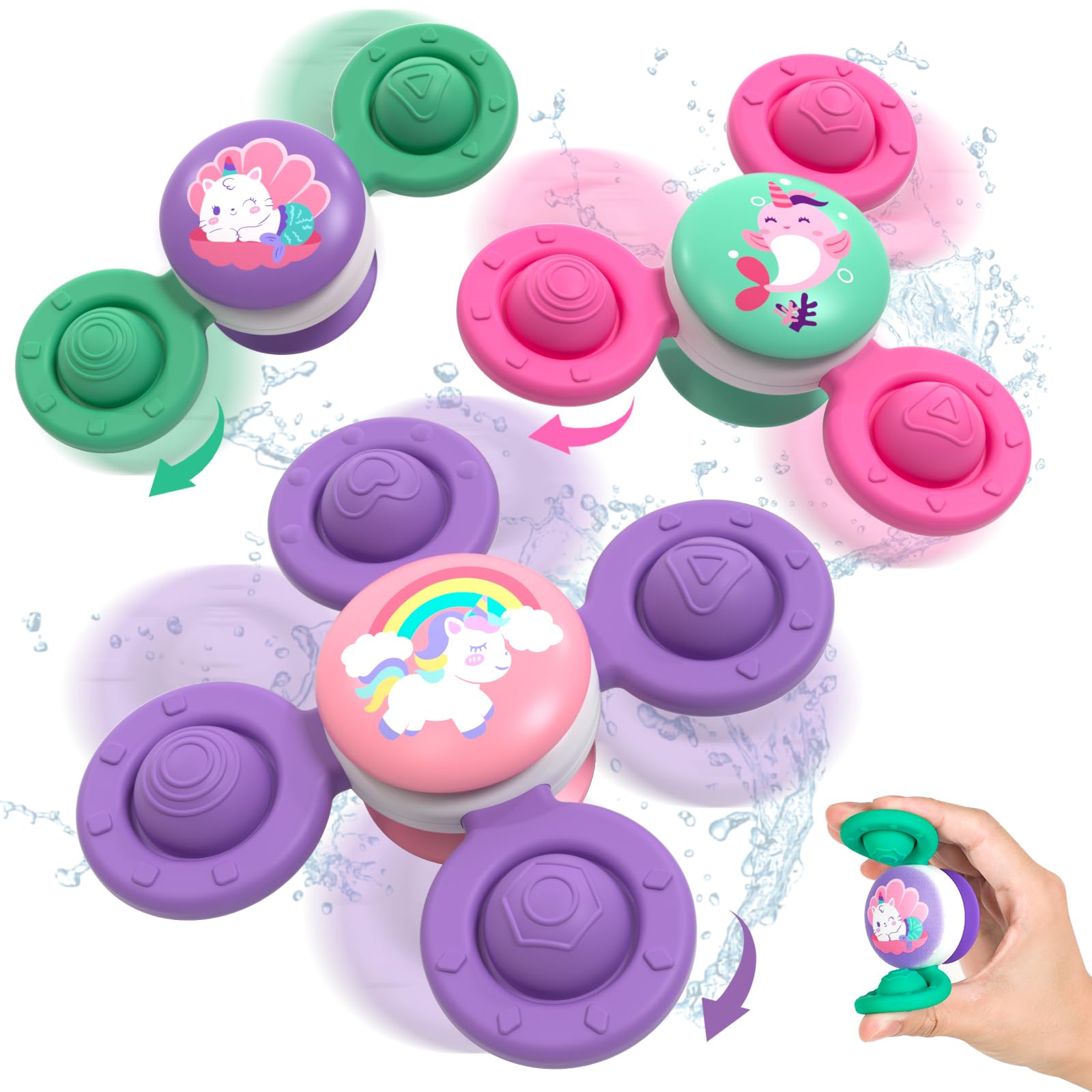 Lehoo Castle 3-Piece Baby Bath Toys Set - Sensory Spinner Toy with Suction Cups for Toddlers 1-3 Years | Fun Bathtime Learning & Playtime Entertainment