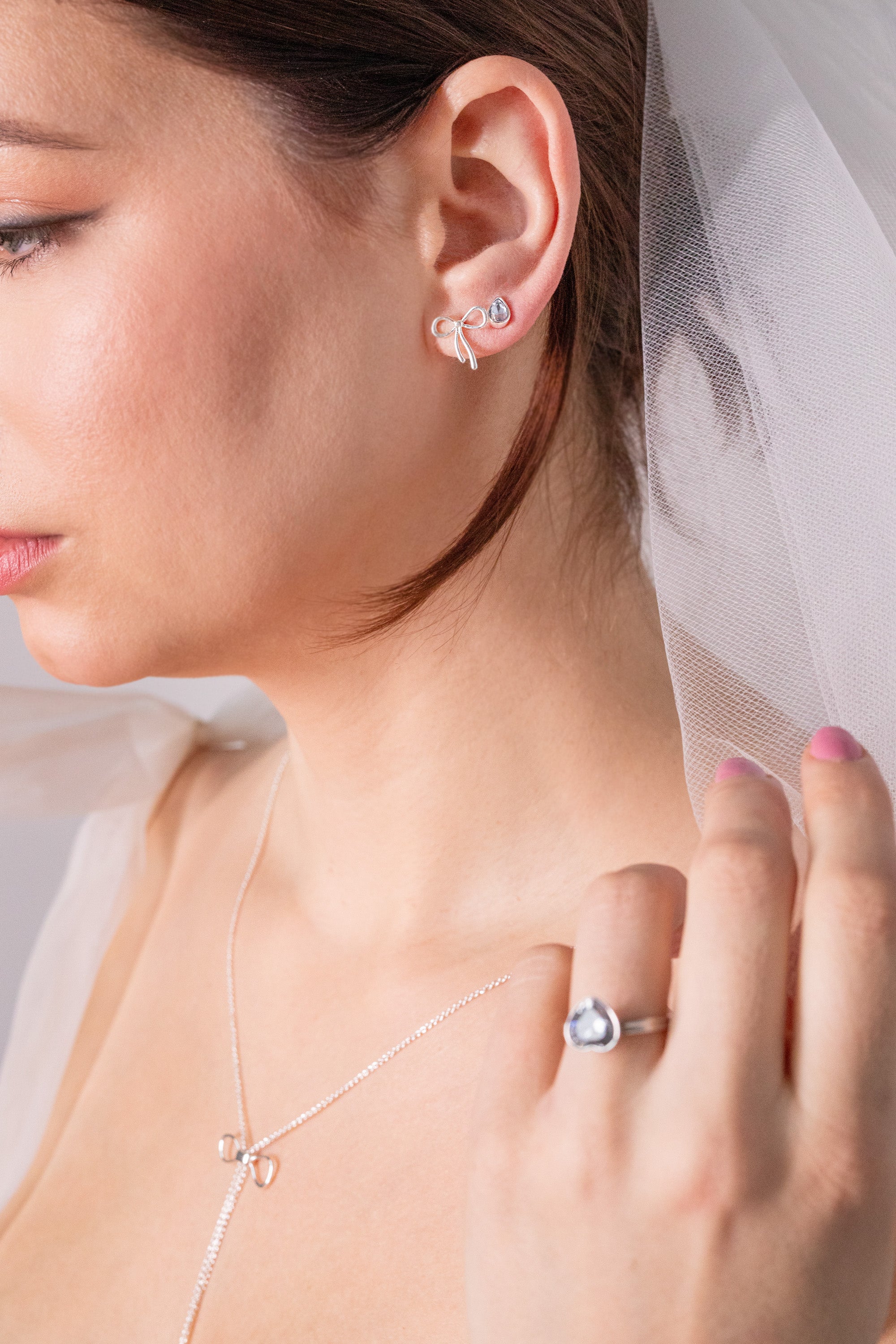Bow & Teardrop Stud Earring Set - Elegant Silver Jewelry for Women | Perfect for Parties, Weddings & Everyday Wear