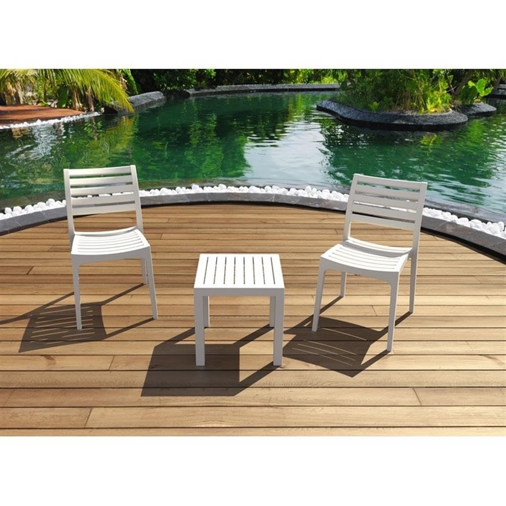 White 2-Piece Square Resin Patio Side Table Set by Home Square - Perfect for Outdoor Lounging, Poolside Relaxation & Garden Decor