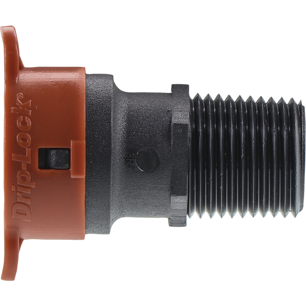 Hydro Rain DL 436 005 Drip Lock® 1/2 Inch Drip Irrigation Connector - 1/2 Inch Male Pipe Thread Adapter for Efficient Watering in Gardens, Lawns & Landscapes