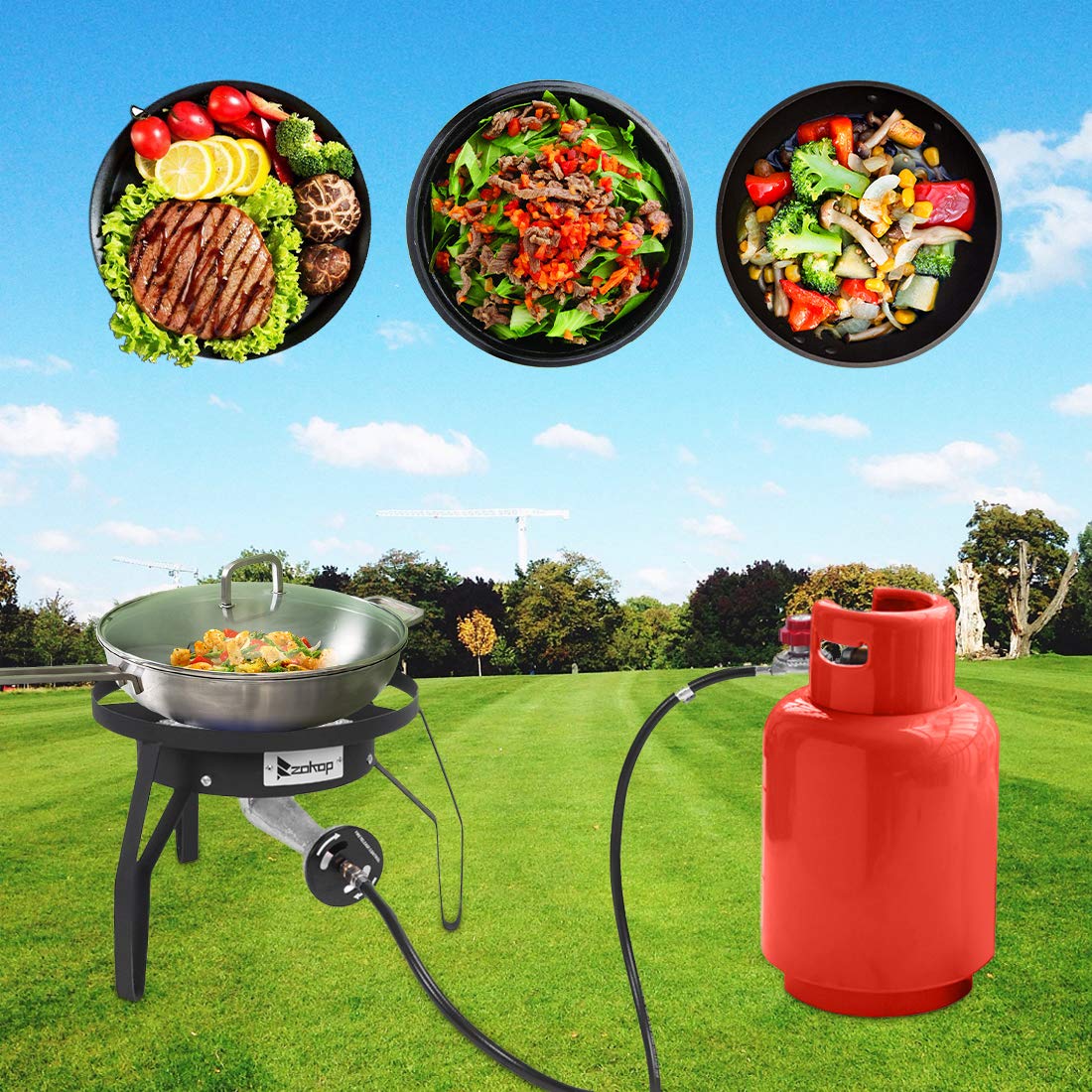 Portable Outdoor Camping Stove - High BTU Propane Gas Burner with Cast Iron Base for Home Brewing, Backpacking & Patio Cooking | Perfect for Grilling, Picnics & Emergency Preparedness