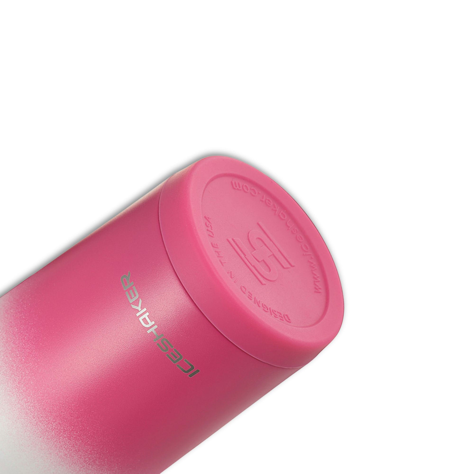 26oz Insulated Ice Shaker Bottle - Magenta & White Ombre Design for Gym, Workout & Protein Drinks | Leakproof & BPA Free