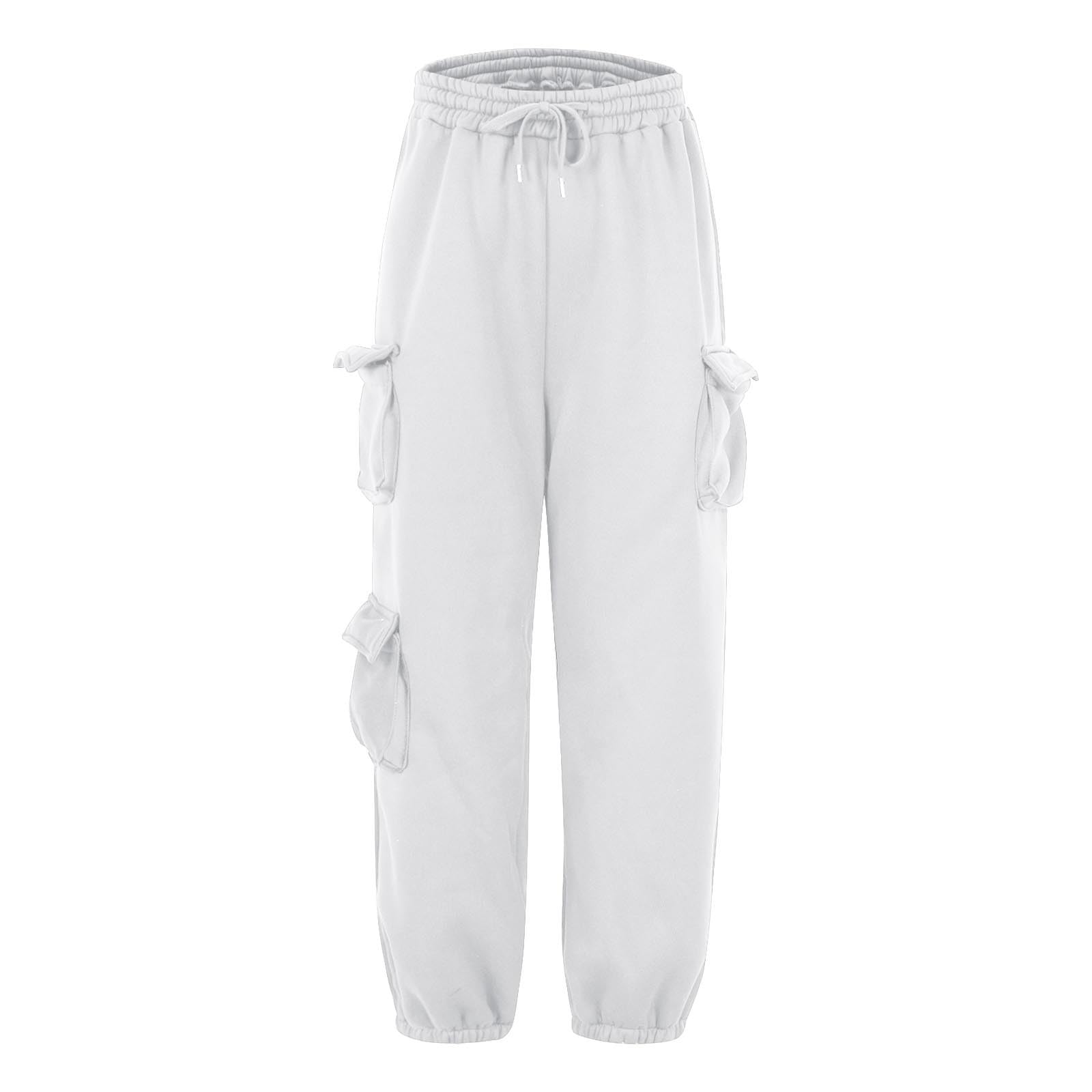 Women's High Waisted Cargo Joggers - Baggy Sweatpants with Pockets, Cinch Bottom for Casual & Athletic Wear | Lounge, Workout, Running, Travel Pants