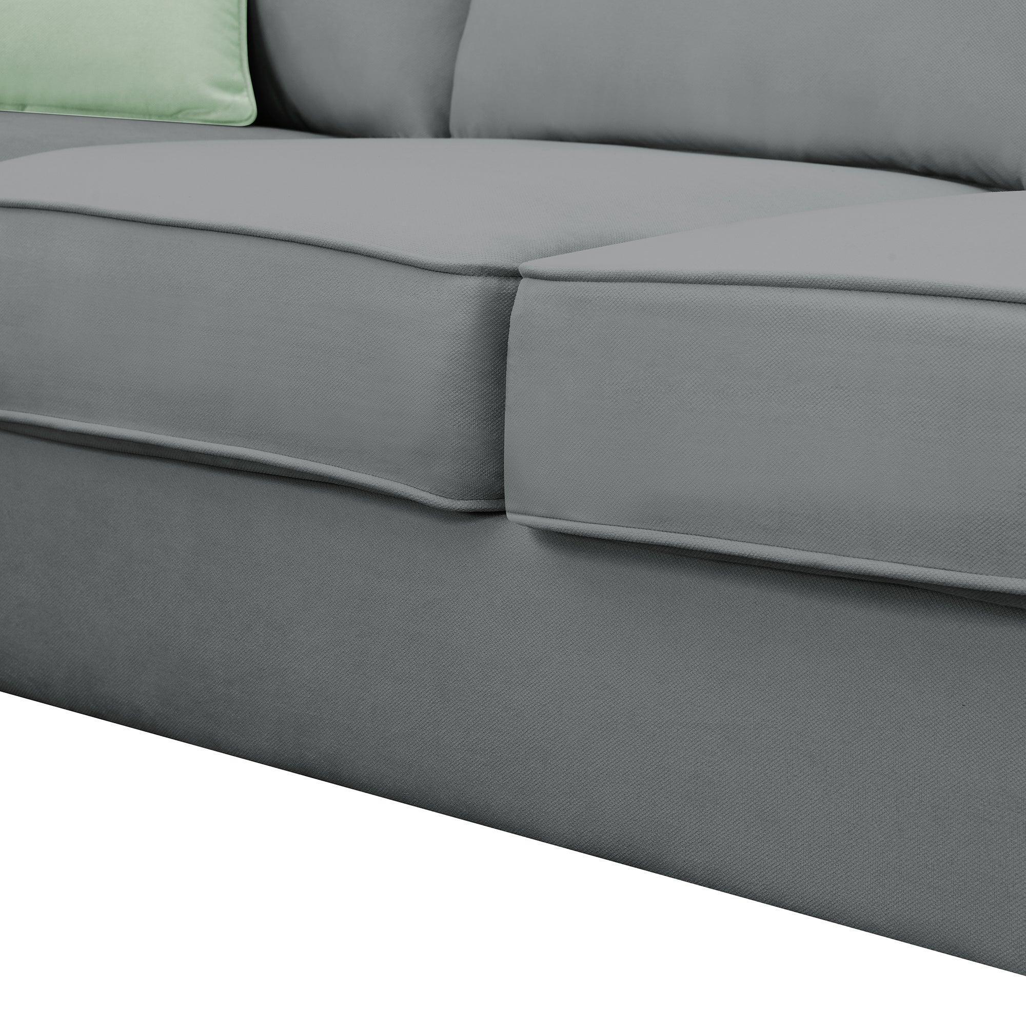 7-Seater Modular L-Shaped Sectional Sofa Set with Ottoman & 3 Pillows - 112x87 Inch Fabric Corner Couch for Living Room | Perfect for Family Gatherings & Home Theater Setup