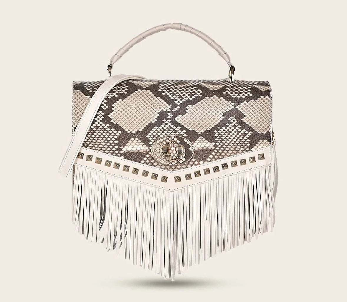 BOD87PI Cuadra White Western Fashion Python Handbag for Women - Stylish & Elegant Crossbody Purse for Parties, Dating & Daily Use