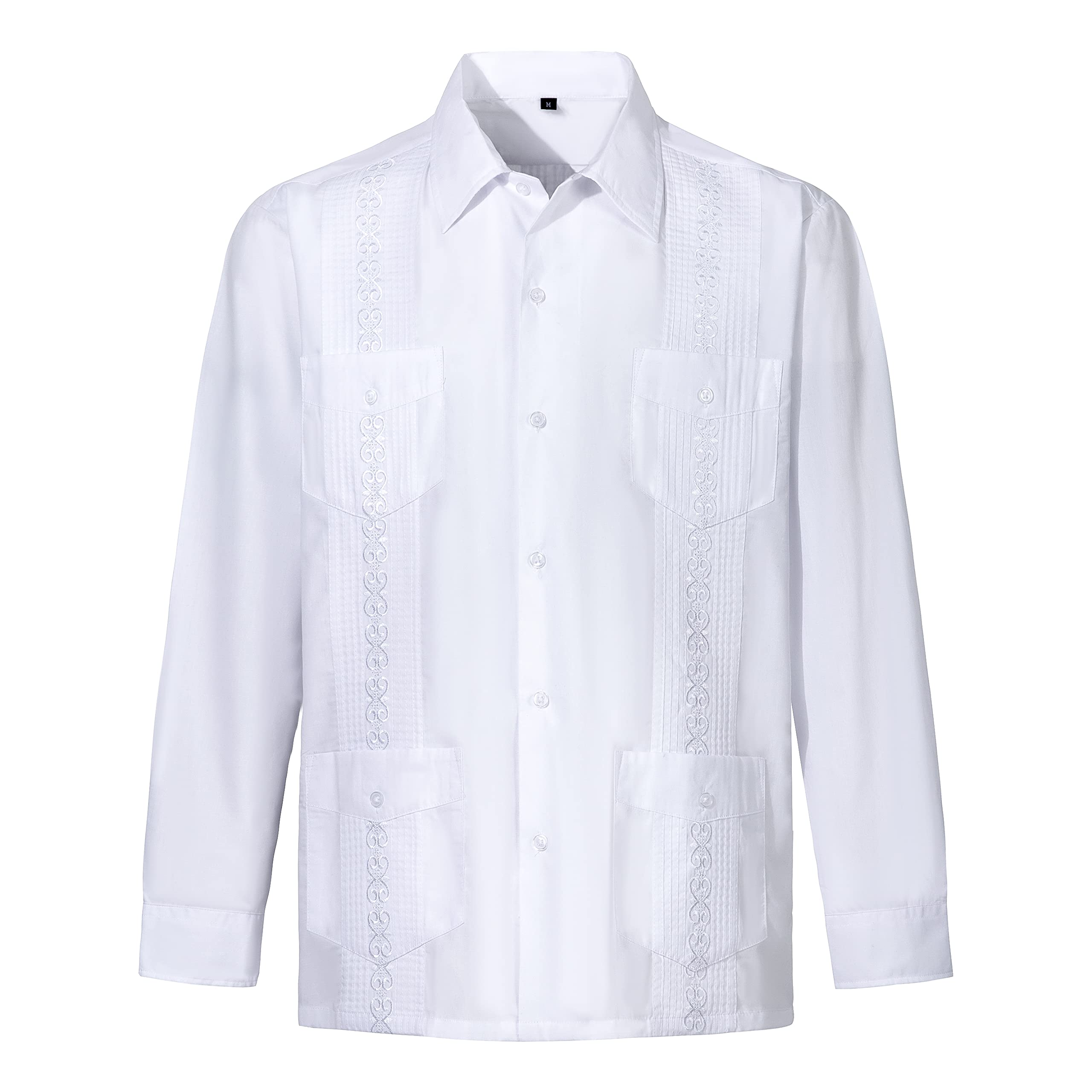 MAXJON Men's Long Sleeve Guayabera Shirts - Cuban Style Casual Button Down Shirt for Men | Perfect for Summer, Beach, Weddings & Tropical Vacations