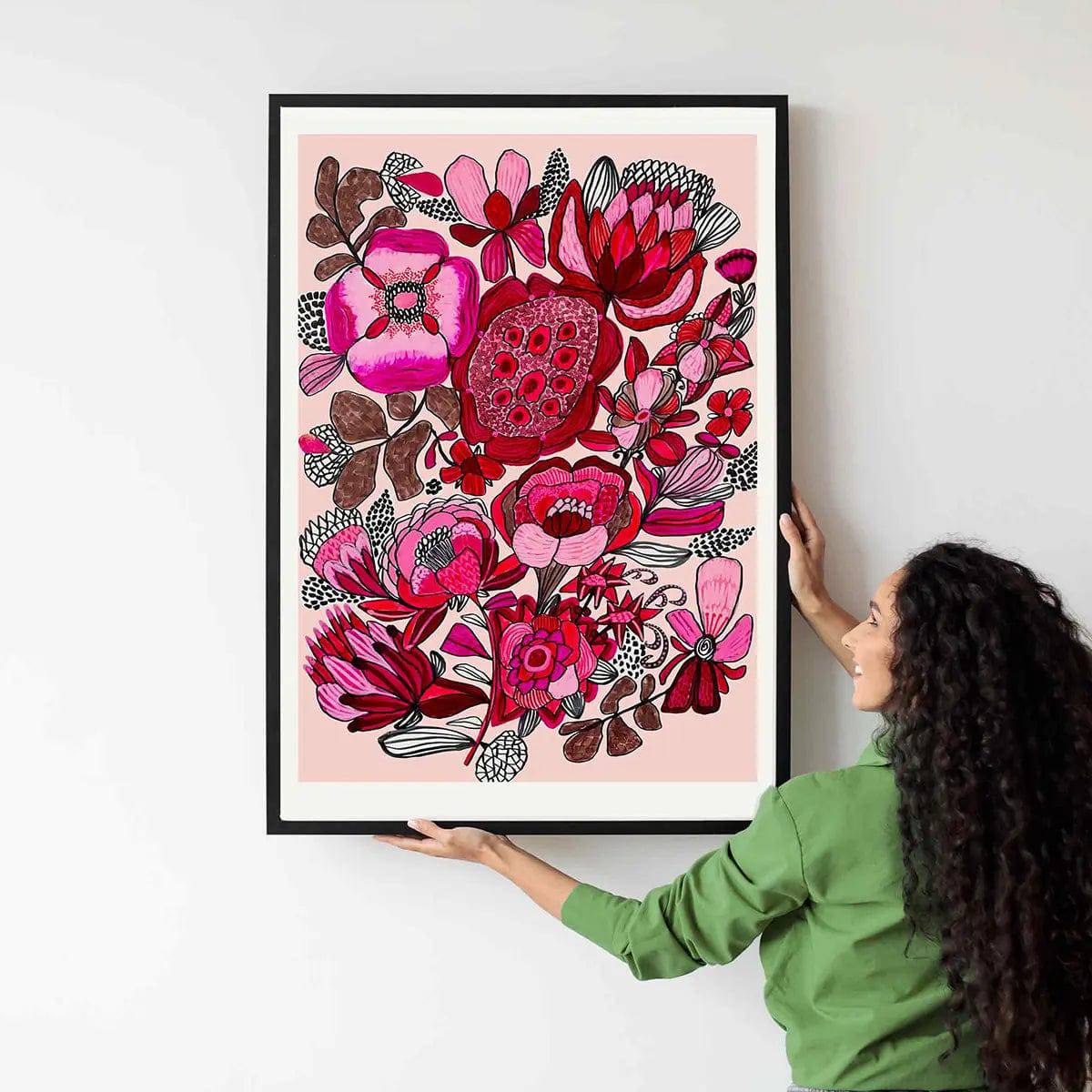 Rosa Botanica Modern Wall Art Print - Floral Botanical Decor for Living Room, Bedroom & Office - Perfect for Home & Office Decoration