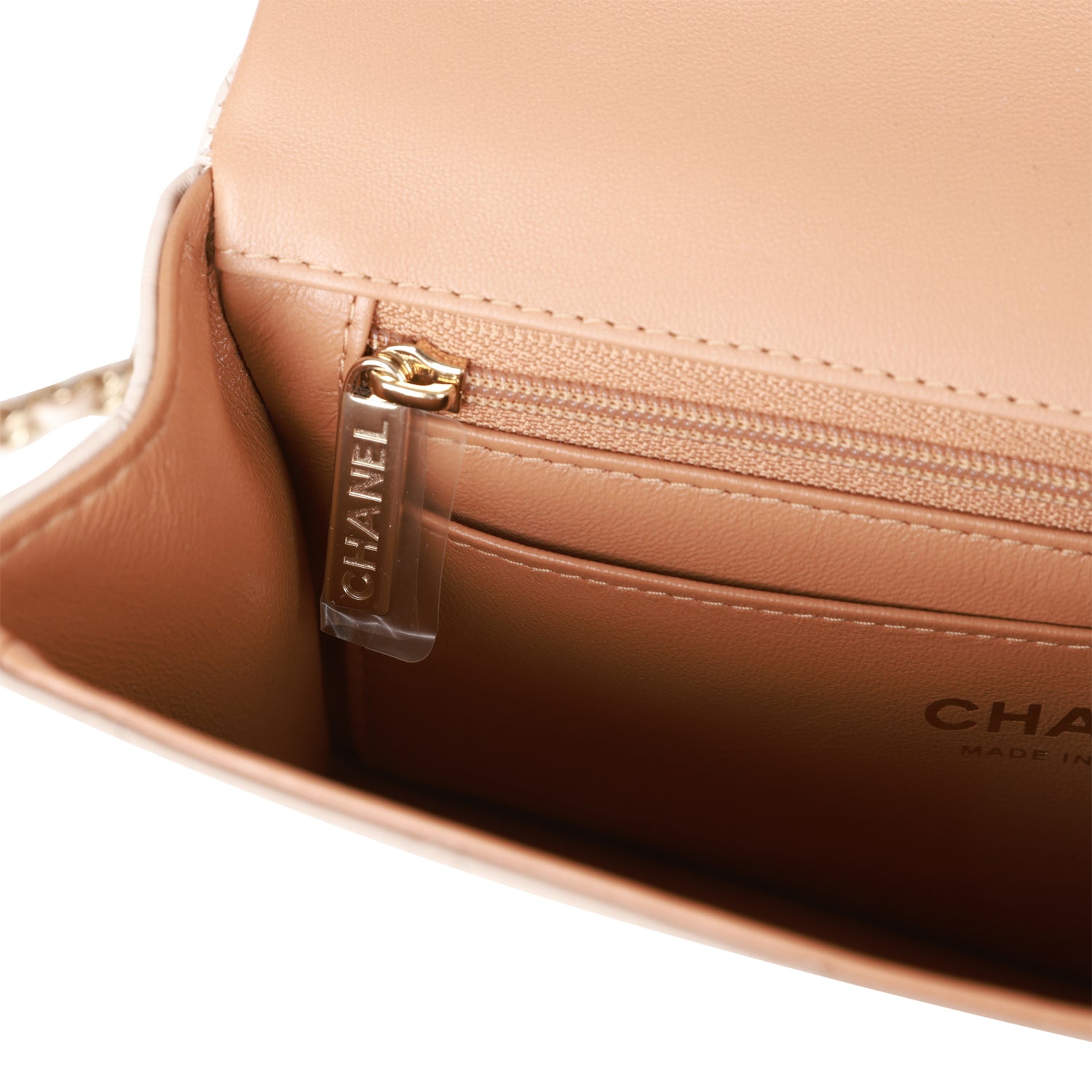 Chanel Mini Rectangular Flap Bag with Top Handle - Beige & Caramel Lambskin Leather with Light Gold Hardware | Luxury Crossbody Purse for Women, Perfect for Date Night & Special Occasions