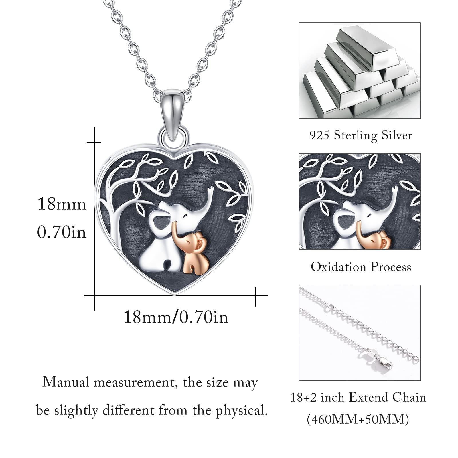 TUGHRA Women's Sterling Silver Elephant Locket Necklace - Personalized Engraved Jewelry Gift for Mom, Daughter, Grandma - Birthday, Anniversary, Mother's Day Present - Perfect for Special Occasions & Everyday Elegance