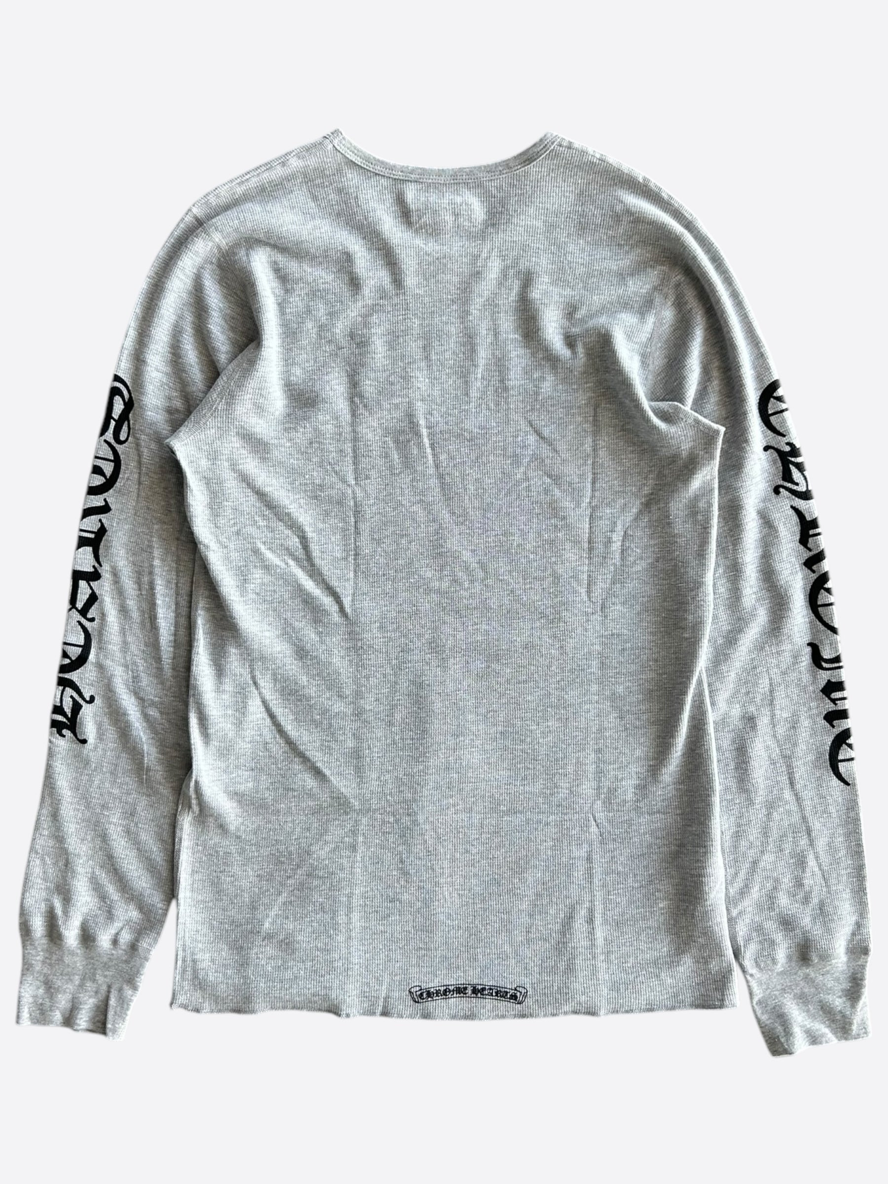 Chrome Hearts Grey & Black Thermal Long Sleeve T-Shirt for Men - Warm Winter Base Layer & Stylish Casual Outfit