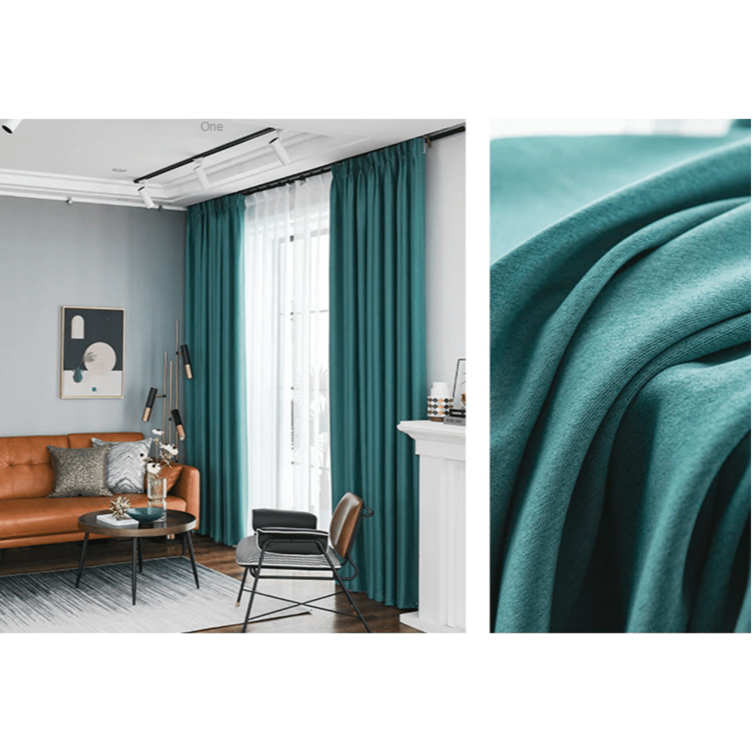 Rémy Blackout Double-Sided Plain Linen Thermal Insulated Curtains - Turquoise | Energy Efficient Window Treatment for Bedroom & Living Room
