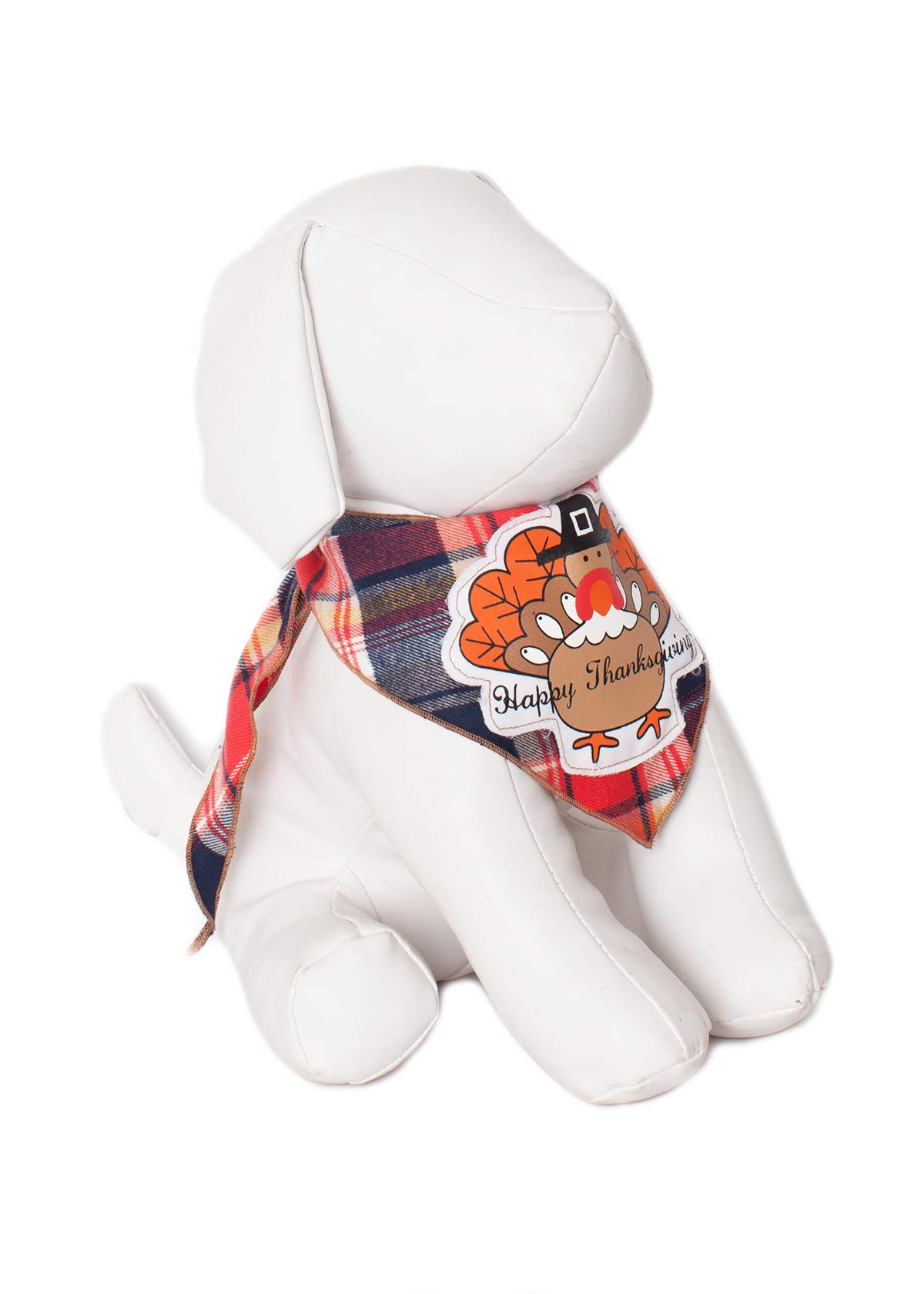 Thanksgiving Dog Bandanas for Medium to Large Dogs - Cute Turkey Plaid Design - 100% Cotton Pet Bandana for Holiday Photos & Family Gatherings