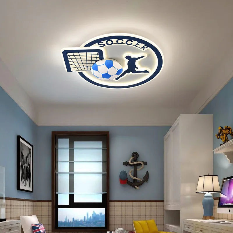 Football Soccer Ceiling Light for Kids Room - LED Sports Fan Bedroom Lighting for Boys & Girls - Perfect for Game Room, Nursery, and Sports-Themed Decor