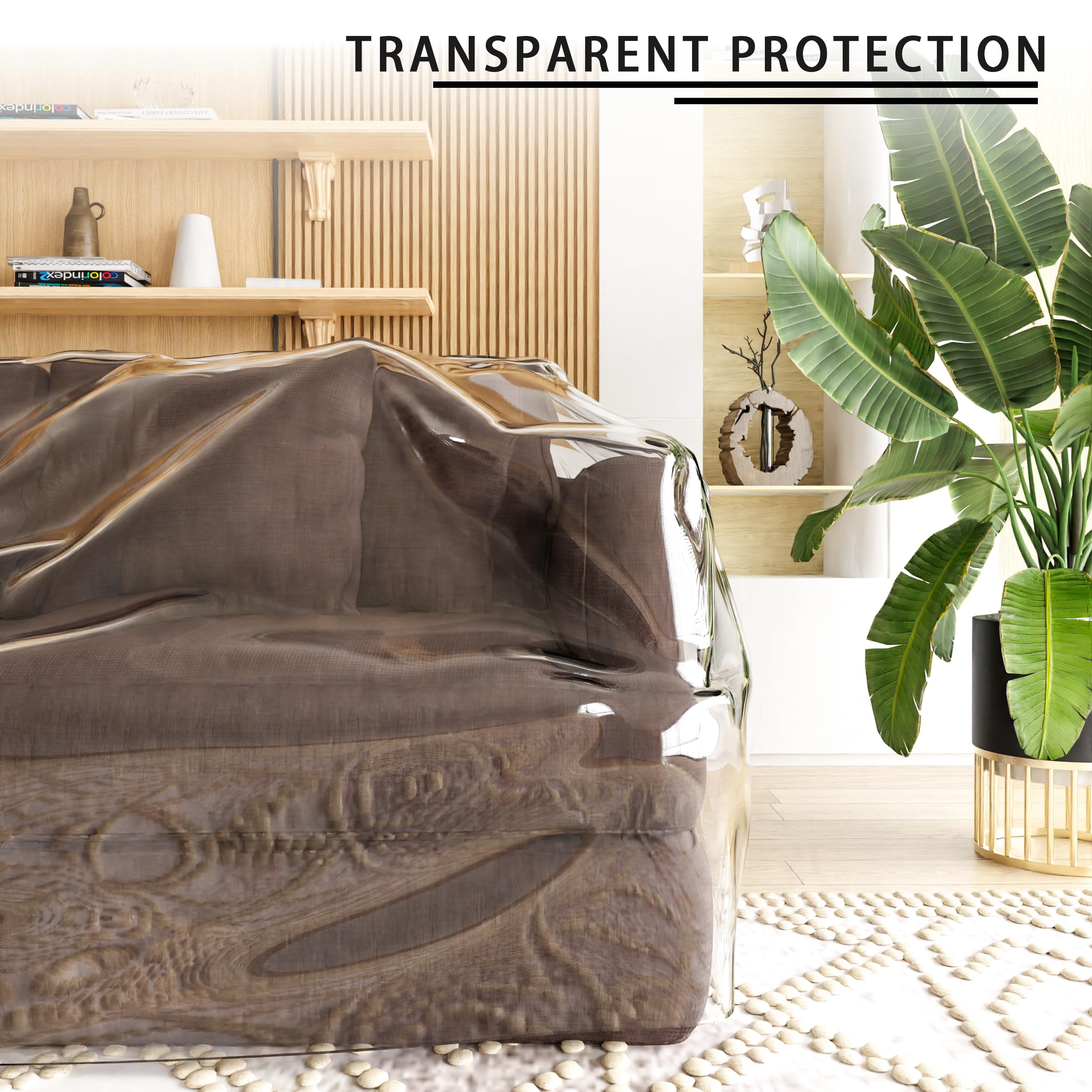 Imperius Heavy Duty Waterproof Sofa Cover - Clear Thick Vinyl Couch Protector for Pets, Scratch-Resistant Furniture Shield - Perfect for Homes with Dogs & Cats, Spill Protection for Kids, Easy Clean Living Room Decor
