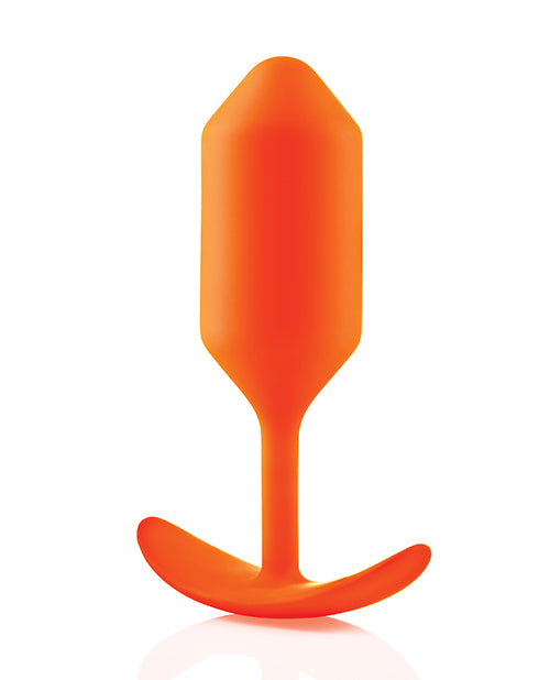 B Vibe Snug Plug 3 - Weighted Silicone Anal Plug for Enhanced Sensation & Comfort (Orange) | Perfect for Couples Play, Solo Exploration & Prostate Stimulation