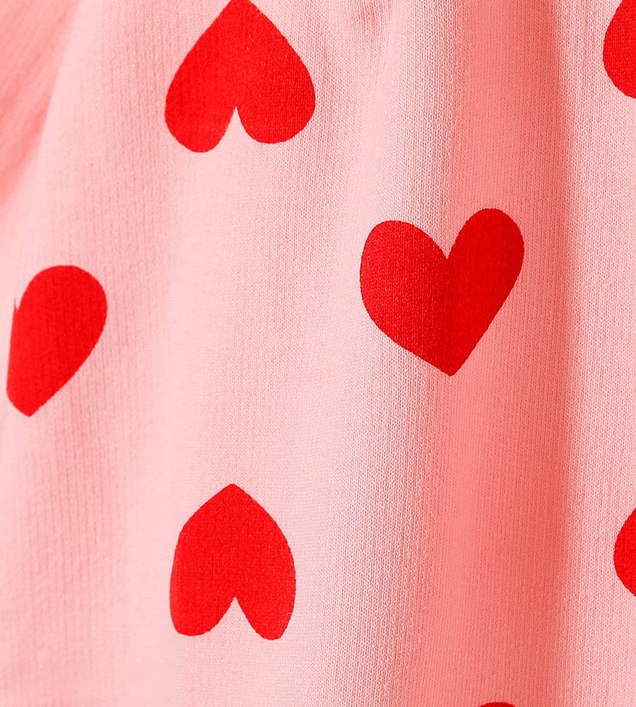 Ozkiz Heart Print Toddler Girls Pink Ruffle Dress Size 4T - Perfect for Birthday Parties, Photo Shoots & Special Occasions
