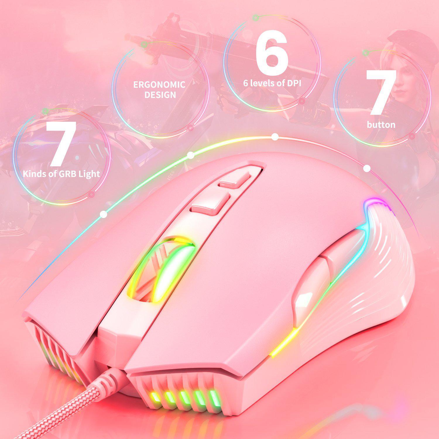 ONIKUMA CW905 6400 DPI Wired Gaming Mouse with RGB Breathing LED Lights - Perfect for PC Gaming, Esports & Office Work