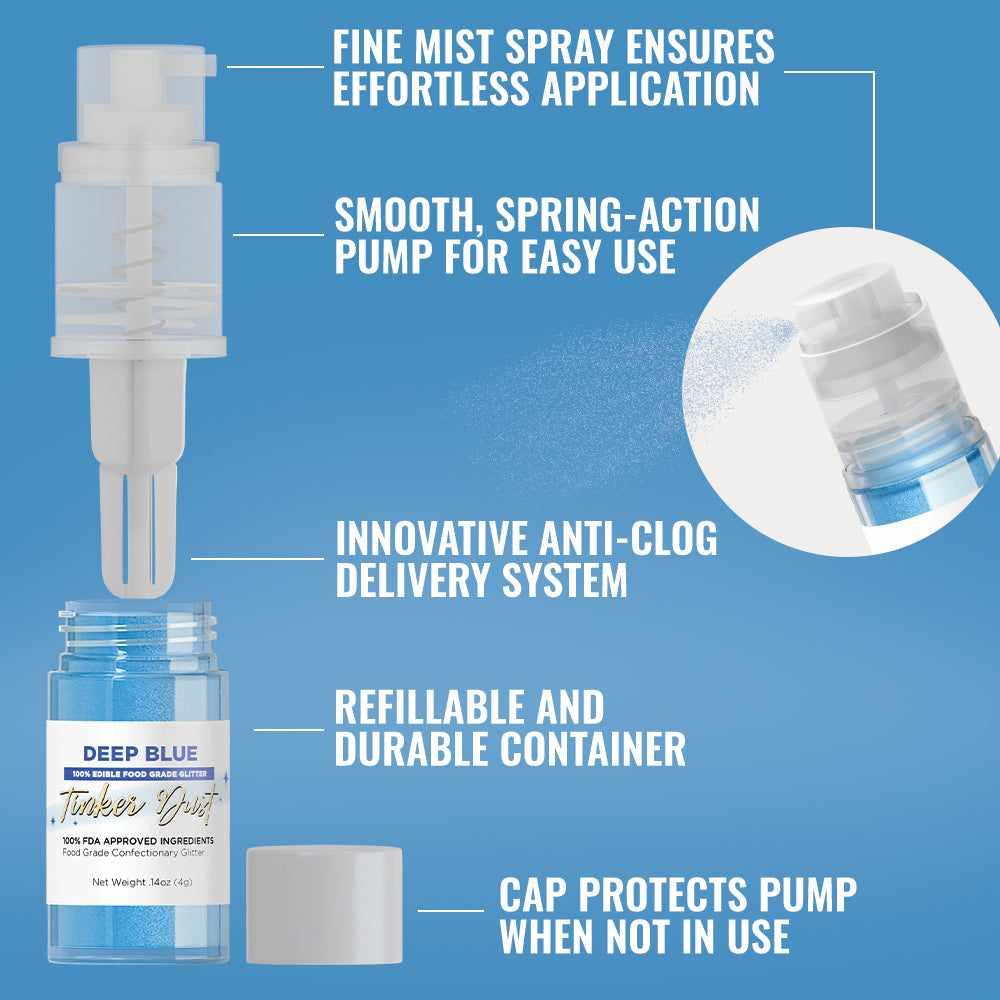 Deep Blue Tinker Dust® Glitter - 4g Spray Pump for Crafts, DIY Projects & Nail Art | Wholesale Bulk Glitter for Cosmetics, Resin Art & Party Decorations