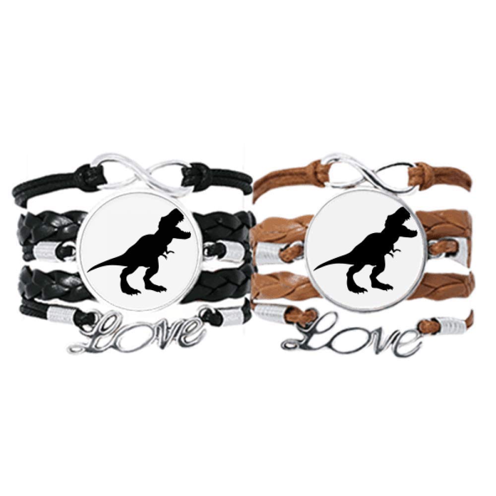 DIYthinker Dinosaur Bones Tyrannosaurus Rex Bracelet - Handmade Leather Rope Wristband for Men & Women - Double Set Gift for Dinosaur Lovers, Halloween Costume Accessory, Cosplay Jewelry, Steampunk Fashion