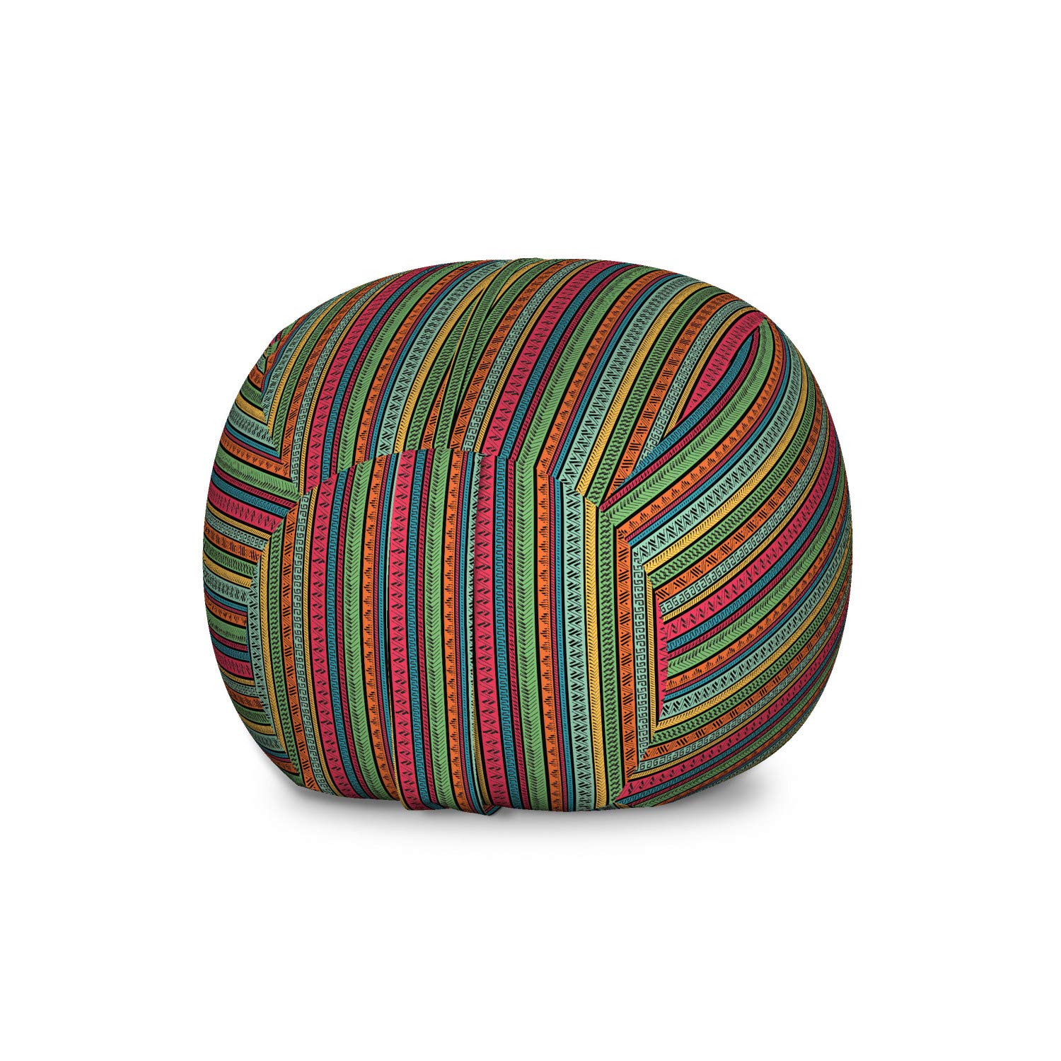 Ambesonne Hippie Storage Toy Bag Chair - Hand Drawn Vertical Borders, Colorful Native Culture Inspired Stuffed Animal Organizer - Washable Large Size Multicolor Bean Bag for Kids' Room, Playroom & Nursery Storage