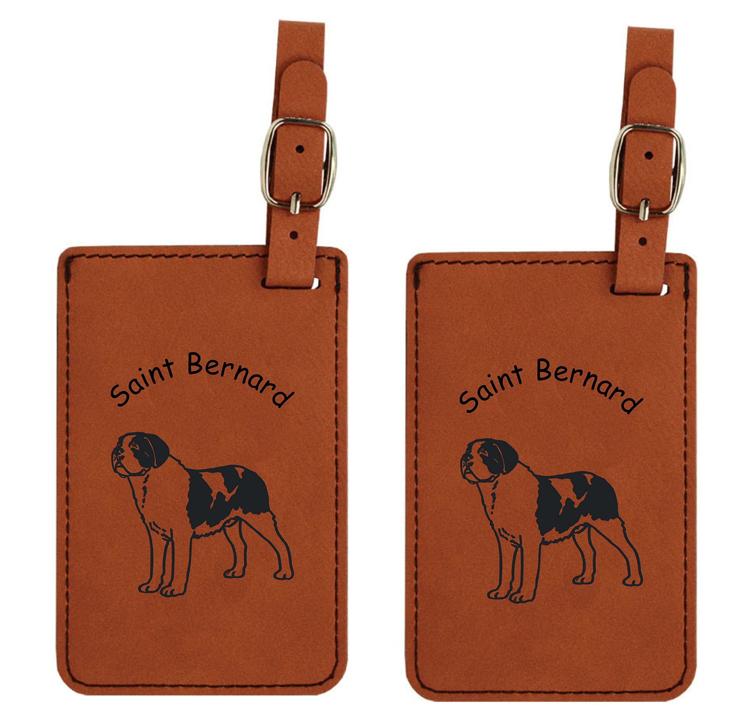Premium Smooth Saint Bernard Standing Luggage Tags - 2 Pack (L4121) - Durable Pet ID Tags for Travel Bags & Suitcases - Perfect for Airports, Cruises & Business Trips