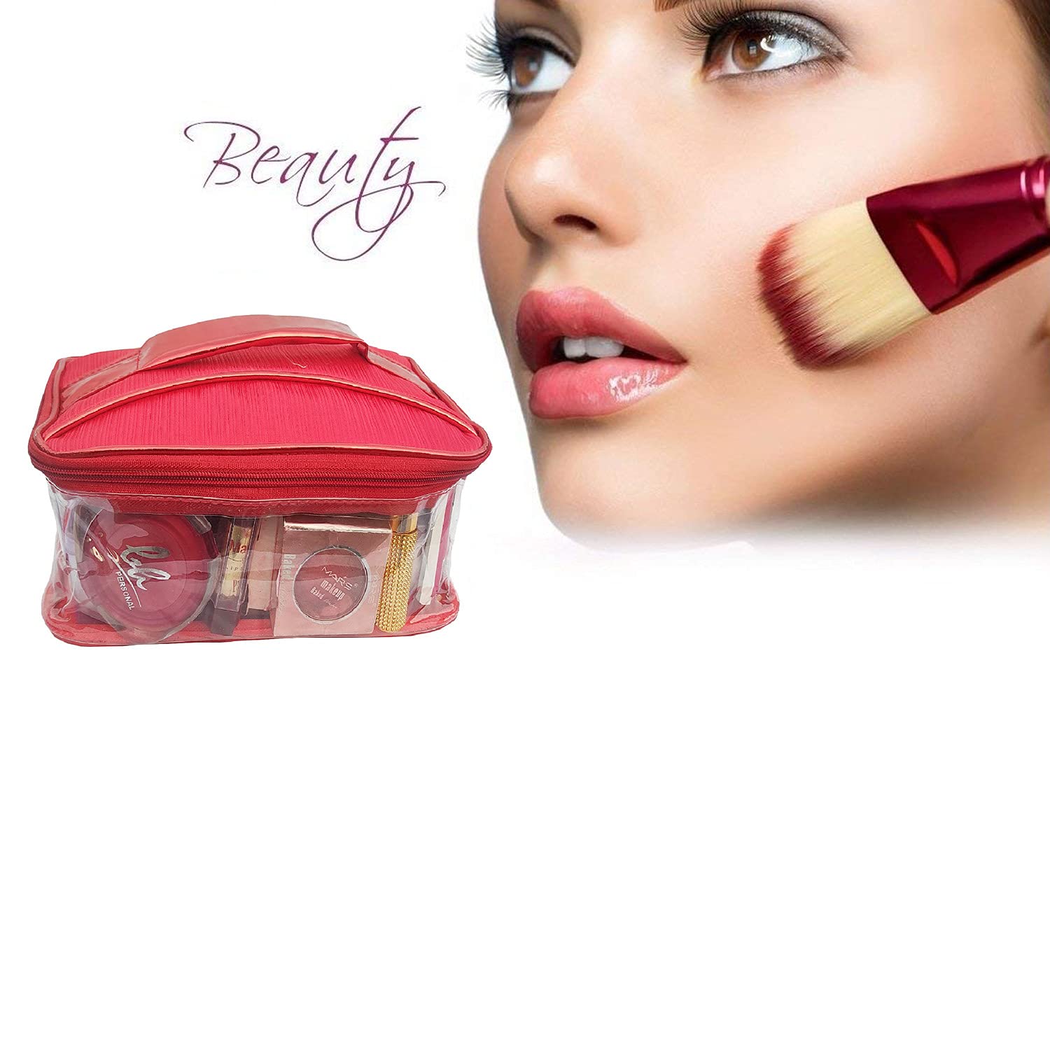 Red Makeup Box Cosmetic Bag and Purse - Waterproof Travel Organizer for Women | Perfect for Travel, Gym, and Everyday Use
