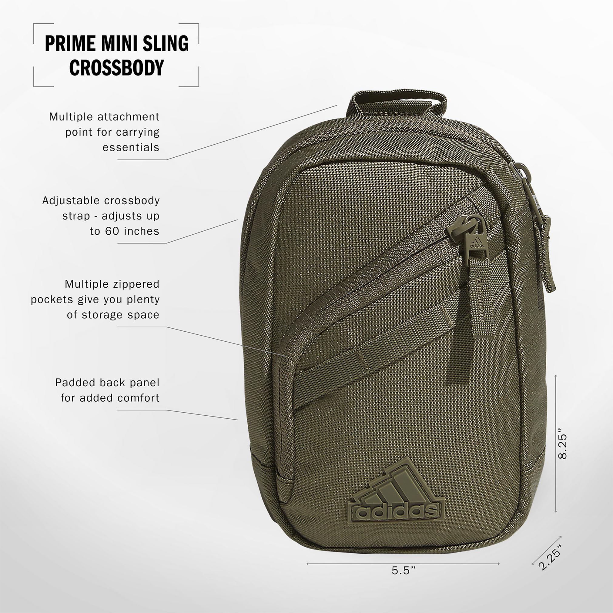 Adidas Prime Mini Sling Crossbody Bag - Small Water-Resistant Waist Pack for Men & Women - Perfect for Festivals, Travel, Concerts & Outdoor Activities