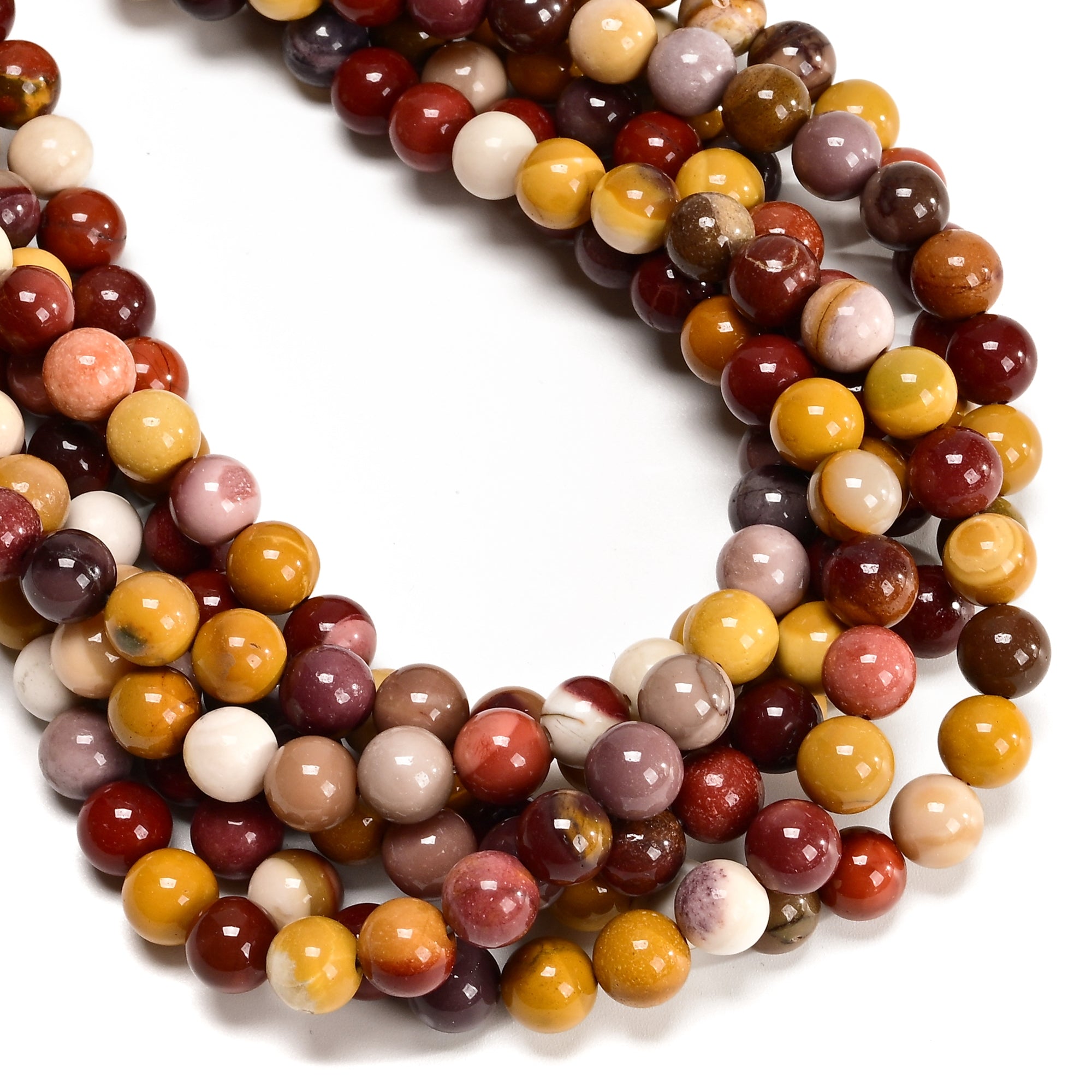 Mookaite Jasper Smooth Round Beads - 4mm 6mm 8mm 10mm 12mm Gemstone Beading Strand (Approx 15.5 Inch) for Jewelry Making, DIY Crafts & Healing Crystal Bracelets