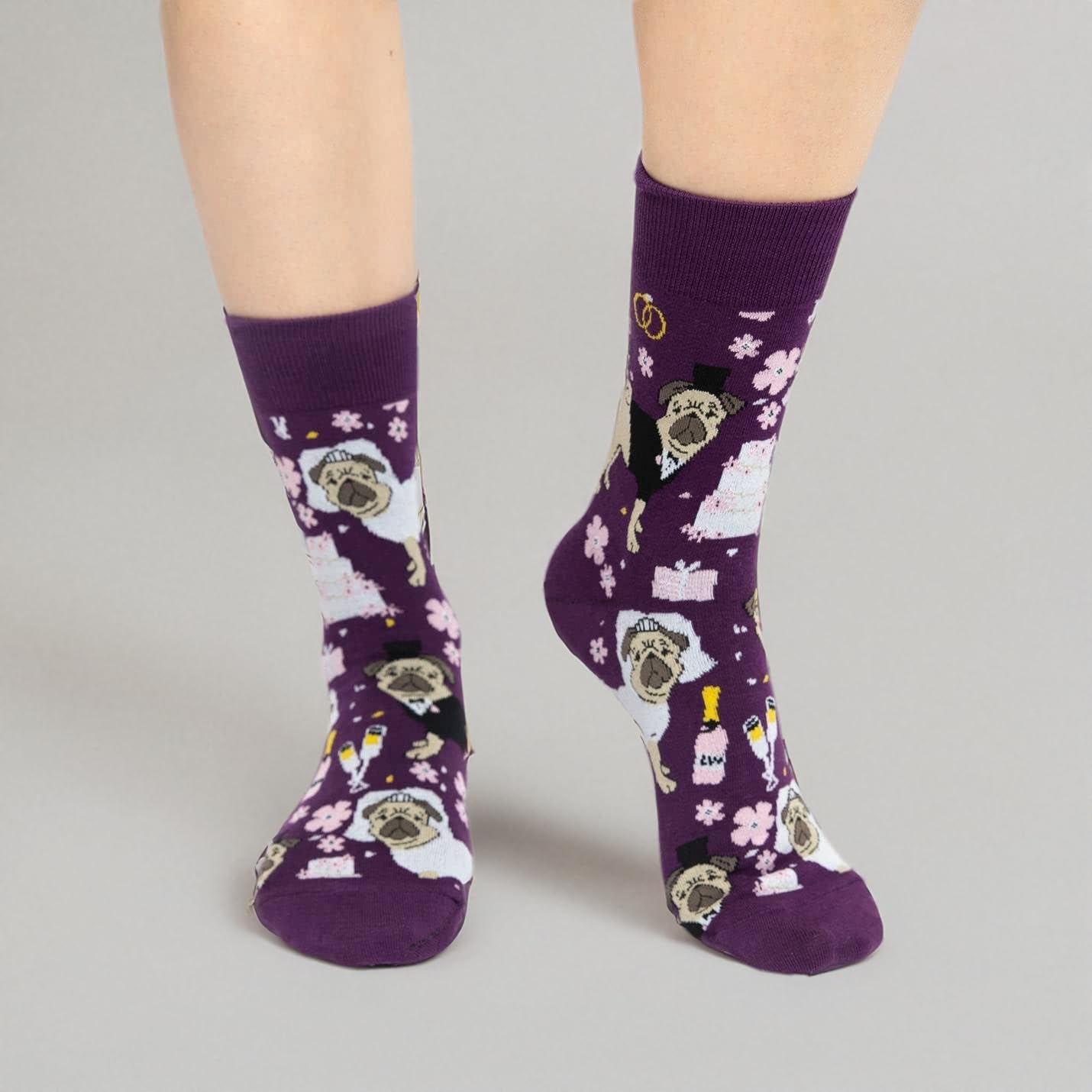 Good Luck Sock Women's Dog Pattern Crew Socks - Fun & Comfortable Casual Socks for Dog Lovers - Perfect for Everyday Wear, Gifts & Dog-Themed Outfits