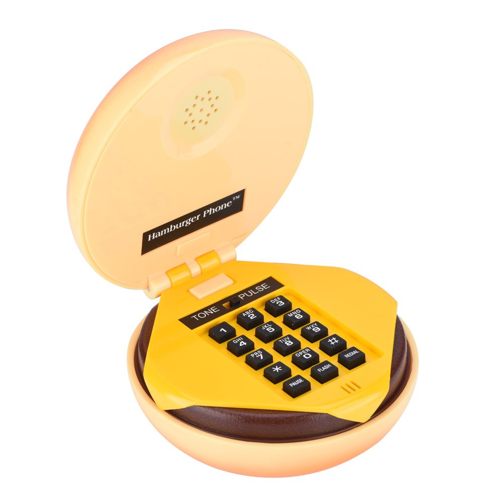 Retro Hamburger Phone - Wired Landline Telephone for Home, Office & Restaurant | Novelty Burger-Shaped House Phone with Fun Design | Perfect Gift for Kids & Burger Lovers | Great for Kitchen Decor, Diner Themed Rooms & 80s Nostalgia Collections