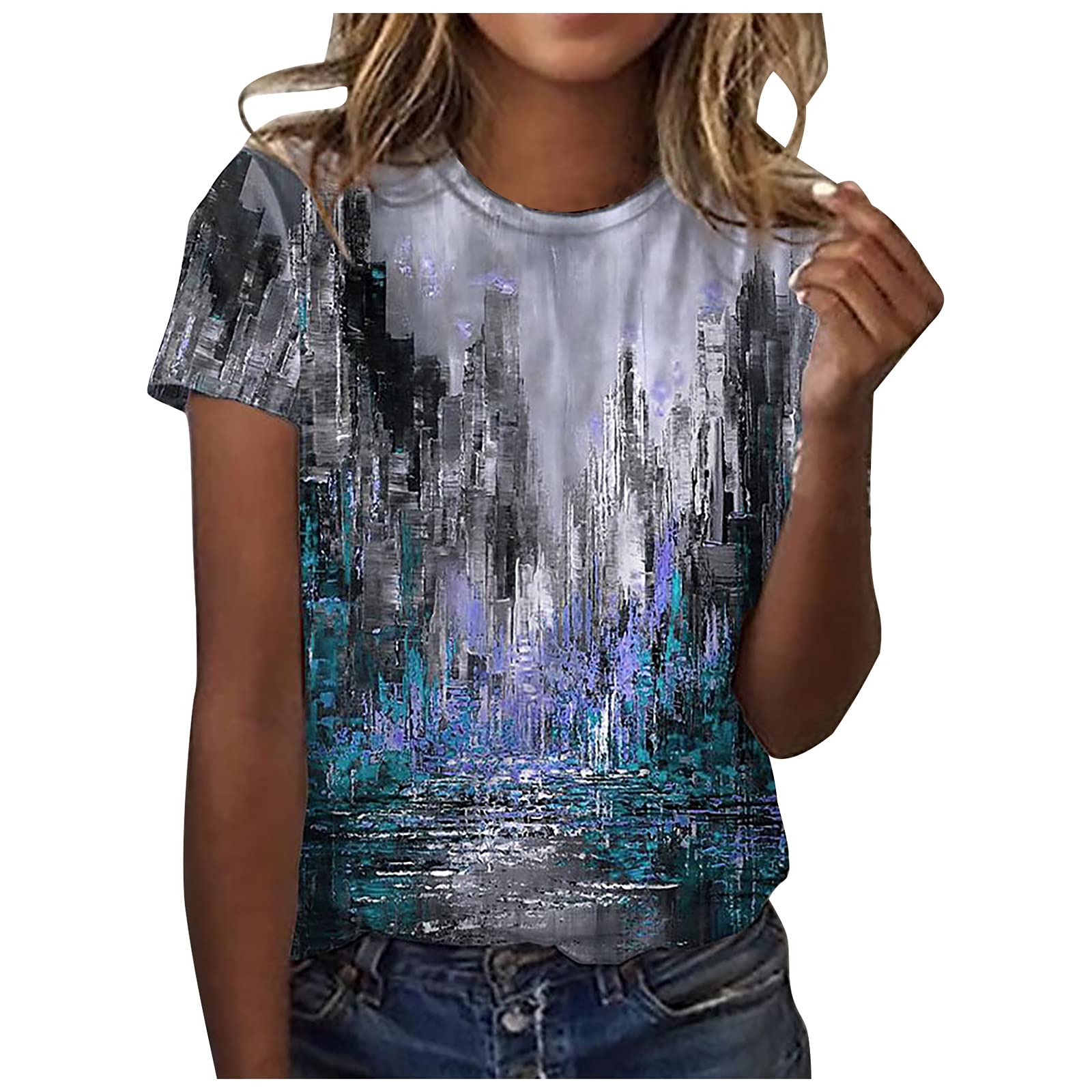 Funny Graphic Printed Women's Casual Crewneck T-Shirt - Short Sleeve Summer Tee Tops for Everyday Wear, Outings & Gifts