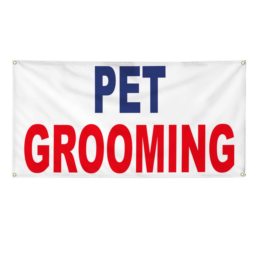 Durable Vinyl Banner for Pet Grooming & Business Signs - Weatherproof Outdoor Yard Sign with 8 Grommets (48x96 Inches) - Perfect for Dog Grooming Shops, Retail Stores & Outdoor Events