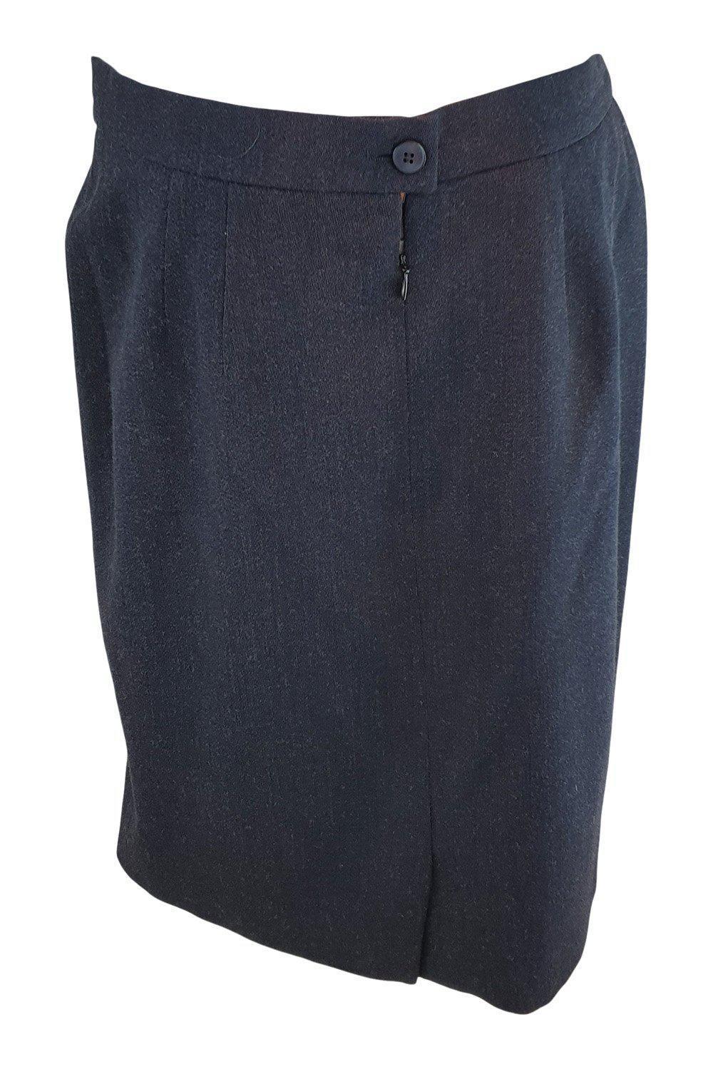 Vintage 1980s ESCADA Grey Wool Pencil Skirt - Knee Length Women's Size 40 | Retro Office Wear & Classic Party Outfit