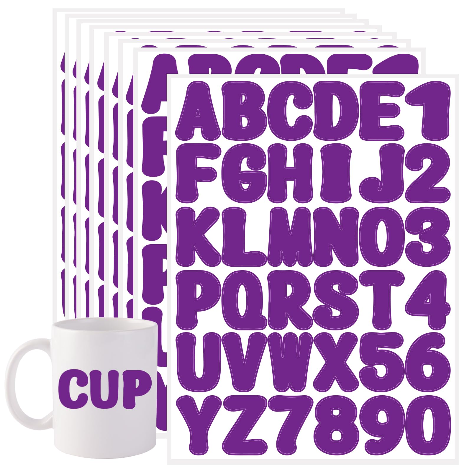 Starboling 2 Inch Purple Alphabet Stickers - 16 Sheets Self-Adhesive Vinyl Letter Stickers for Mailbox Numbers, Bulletin Boards, Classroom & Home Decor - Perfect for DIY Projects, Scrapbooking & Organizing