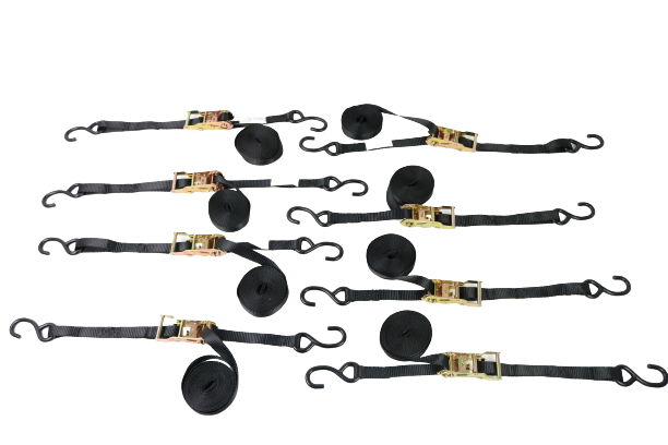 16' Black Ratchet Tie Down Straps with S Hooks - Heavy Duty 12 Pack for Securing Cargo, Motorcycles, ATVs & Trailers - Durable Transport Straps for Moving, Towing & Hauling