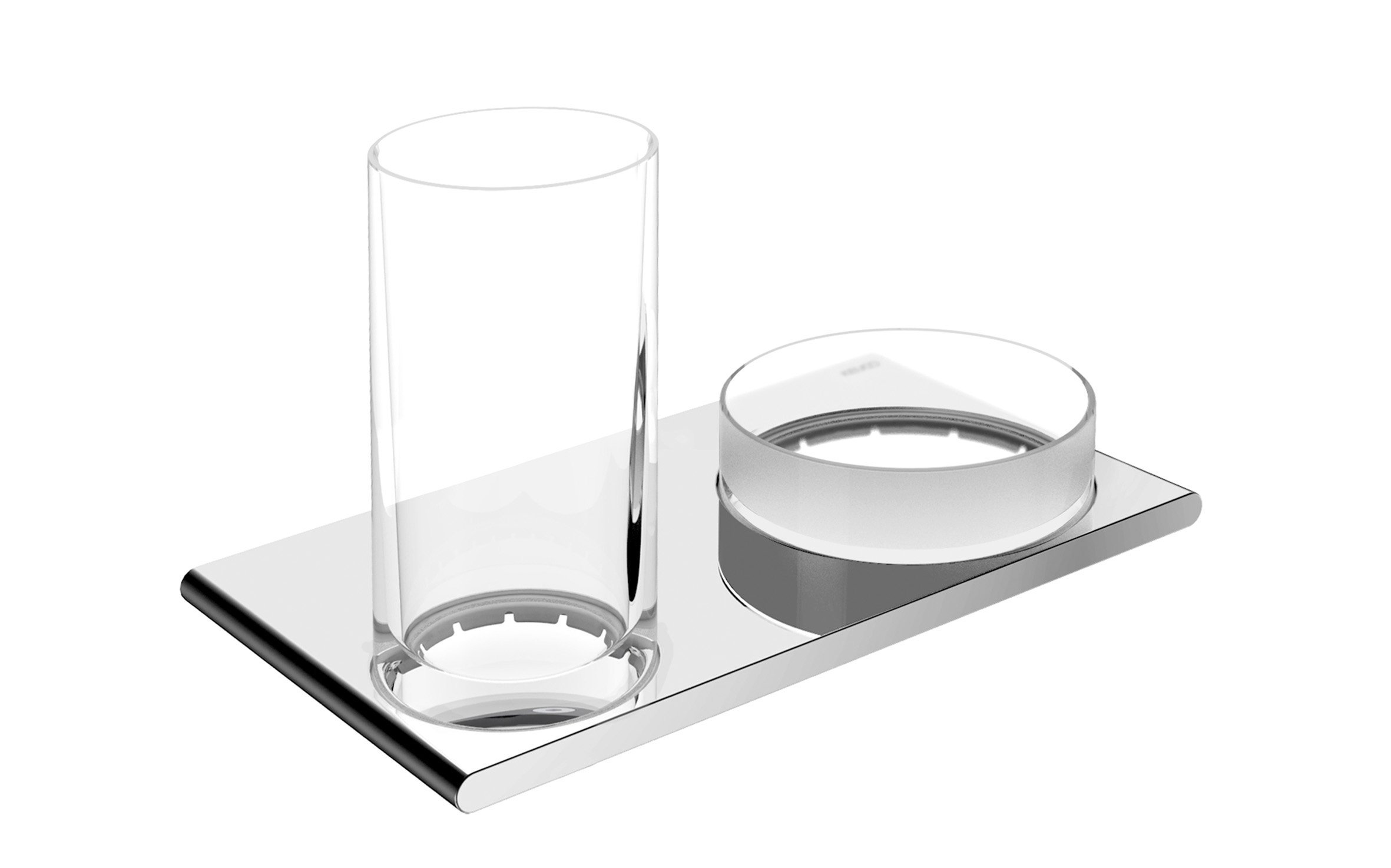 Edition 400 11554019000 Double Glass Holder for Glass Shelf - Chrome Finish - Perfect for Kitchen, Bathroom & Display Cabinet Organization