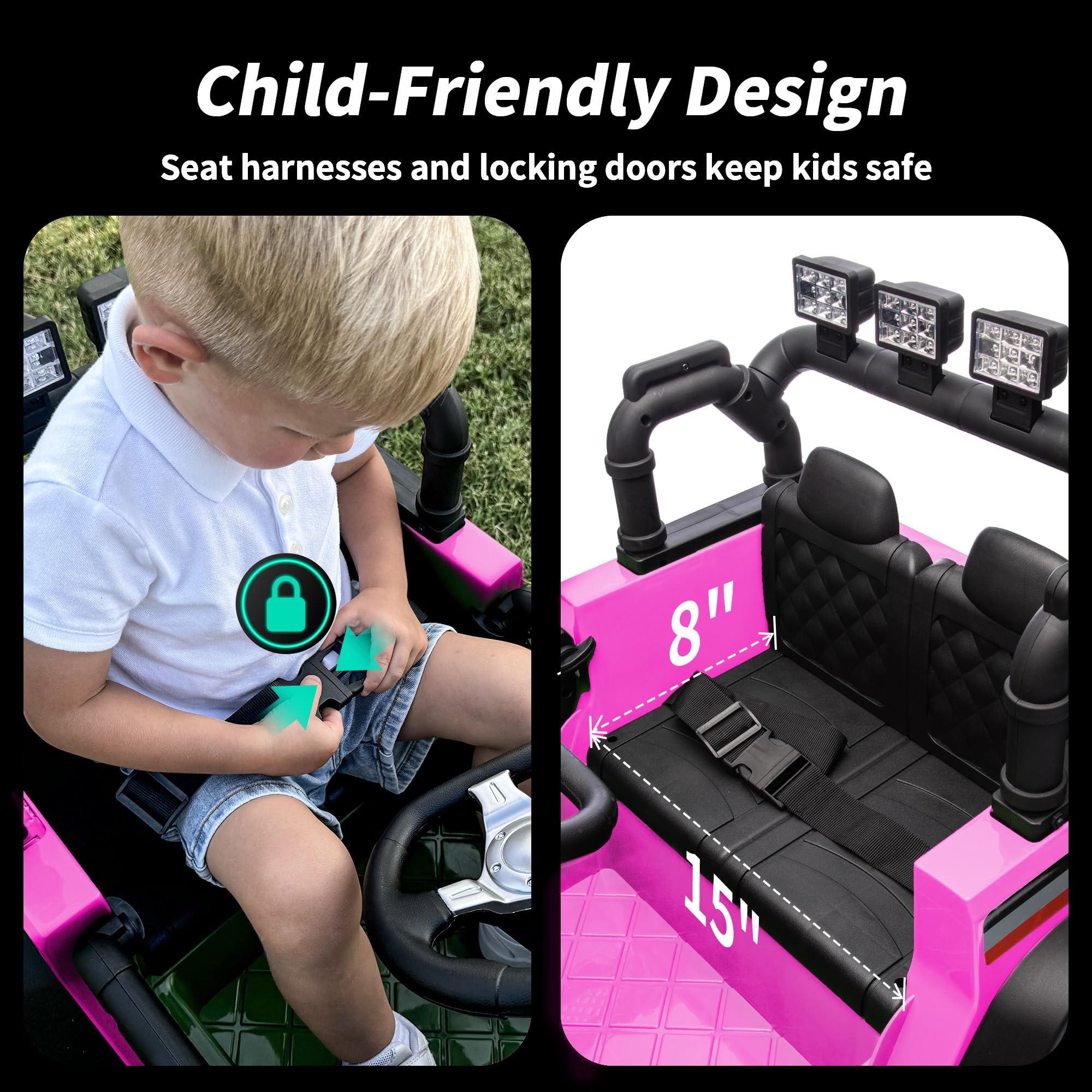 12V 7Ah 4WD Kids Electric Ride-On Truck with Remote Control - Pink | Toddler Toy Car for Boys & Girls | Perfect for Indoor Play & Outdoor Backyard Fun