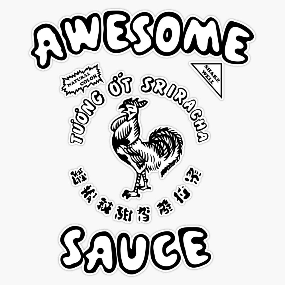 Sriracha Hot Sauce Sticker - Vinyl Bumper Decal, Waterproof, 5 Inch - Perfect for Laptops, Water Bottles & Car Bumpers