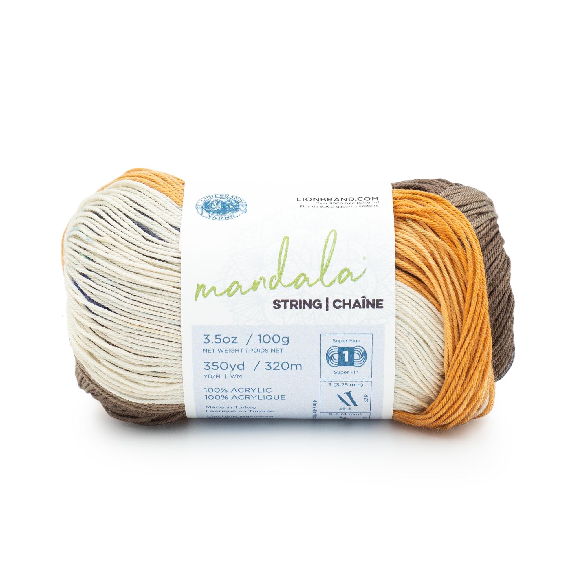 Lion Brand Yarn Mandala Ombre Cotton String Yarn - 1 Pack, Country Color - Perfect for Crochet, Knitting, DIY Crafts & Home Decor Projects