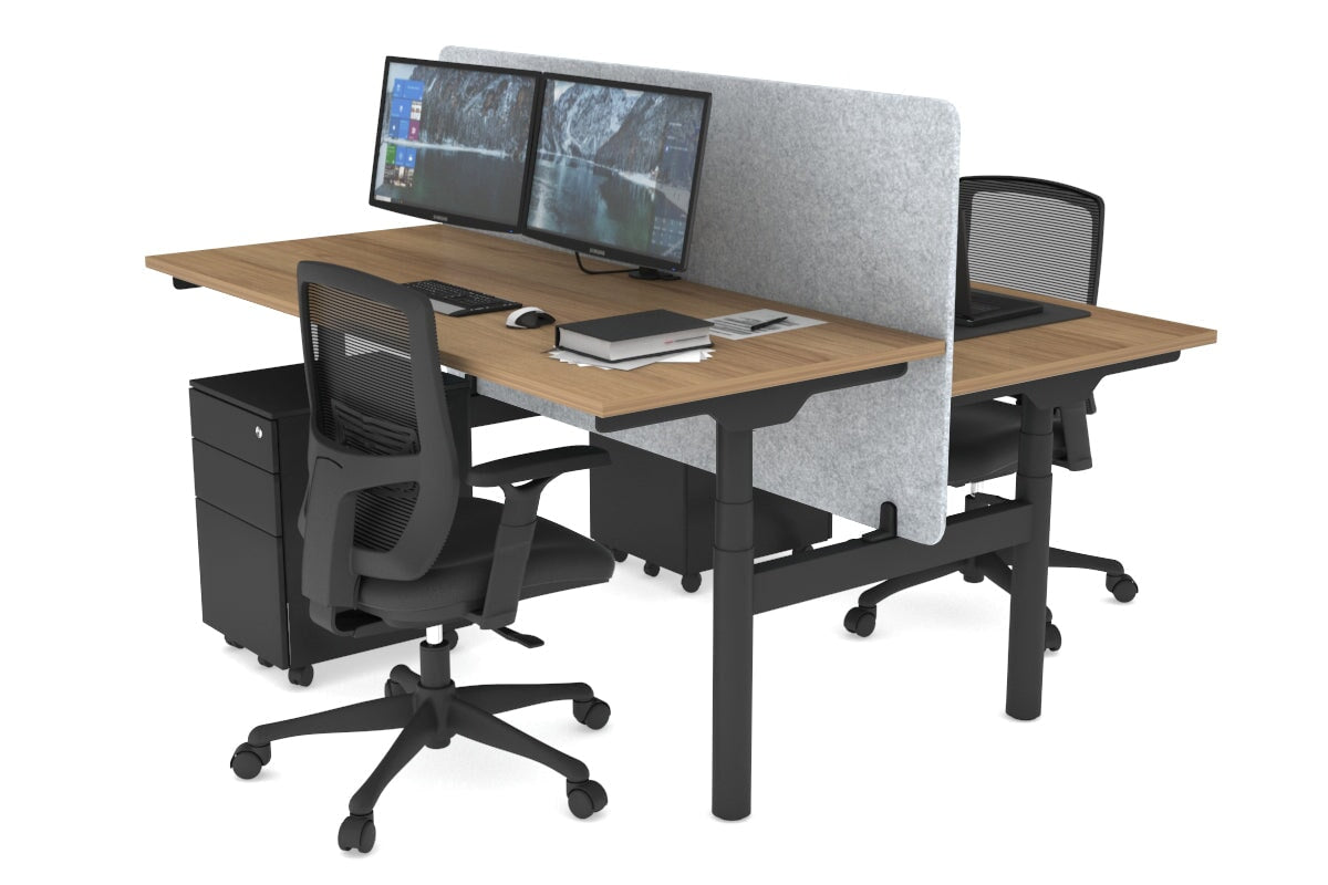 Flexi Premium Height Adjustable 2-Person H Bench Workstation - Black Frame [1400L x 700W] - Ergonomic Office & Home Workspace Solution for Team Collaboration