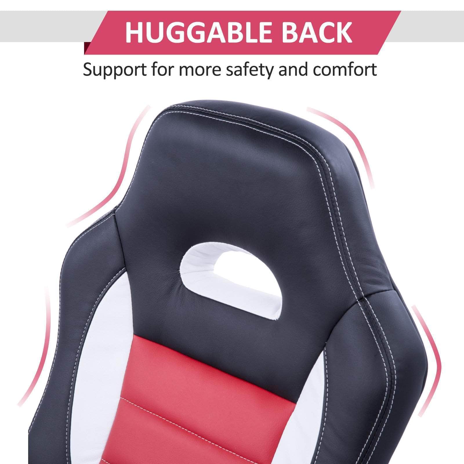 Premium Racing Style Office Gaming Chair - Ergonomic Swivel & Adjustable Armrest - PU Leather Executive Desk Chair for Home & Work - Available in Black & Red (Perfect for Gamers & Remote Workers)