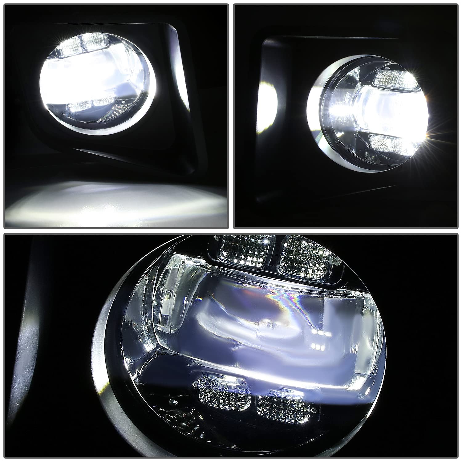 DNA MOTORING FL-ZTL-363-SM Pair of Black Housing Fog Lights with Bezels - Compatible with 2014-2021 Toyota Tundra, Smoked Lens - Upgrade Your Truck's Night Visibility for Off-Roading & Bad Weather Driving