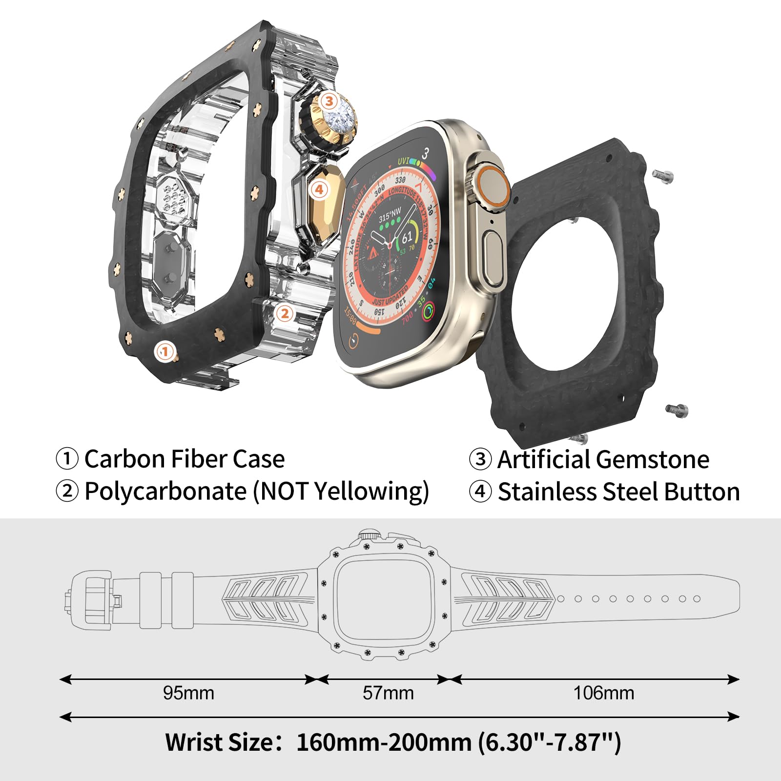Premium Carbon Fiber Case & Fluorine Rubber Band for Apple Watch Ultra 2 (49mm) - Luxury Protective Cover & Replacement Strap for Men - Durable, Scratch-Resistant Bumper - Perfect for Workouts, Outdoor Adventures & Everyday Wear