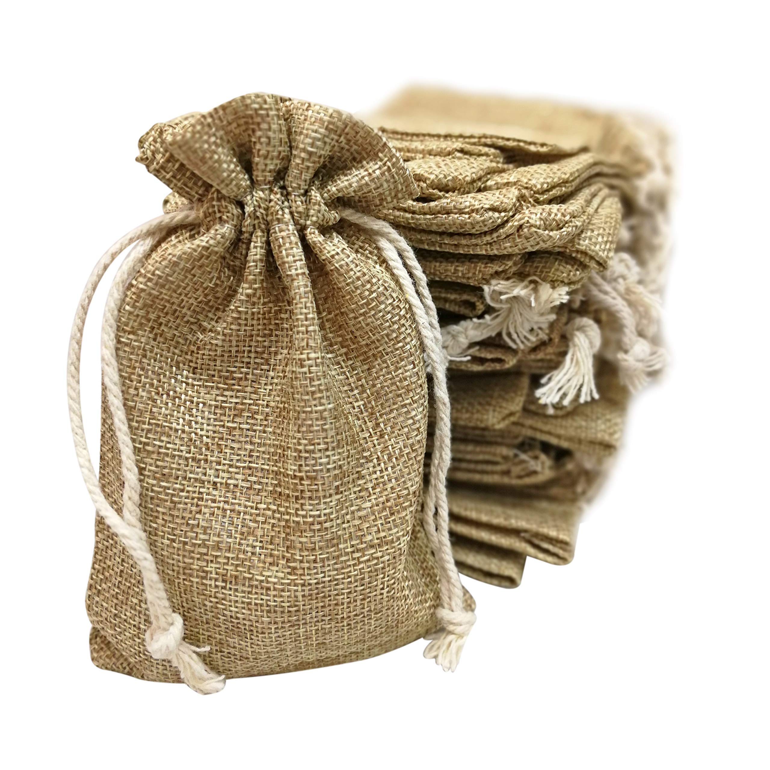 50 Small Burlap Drawstring Bags 4x6 Inch - Rustic Gift Bags Bulk Pack for Birthday Wedding Party Favors - Christmas Holiday Gift Wrap Jewelry Treat Pouches - Perfect for DIY Crafts, Wedding Favors & Holiday Gift Packaging